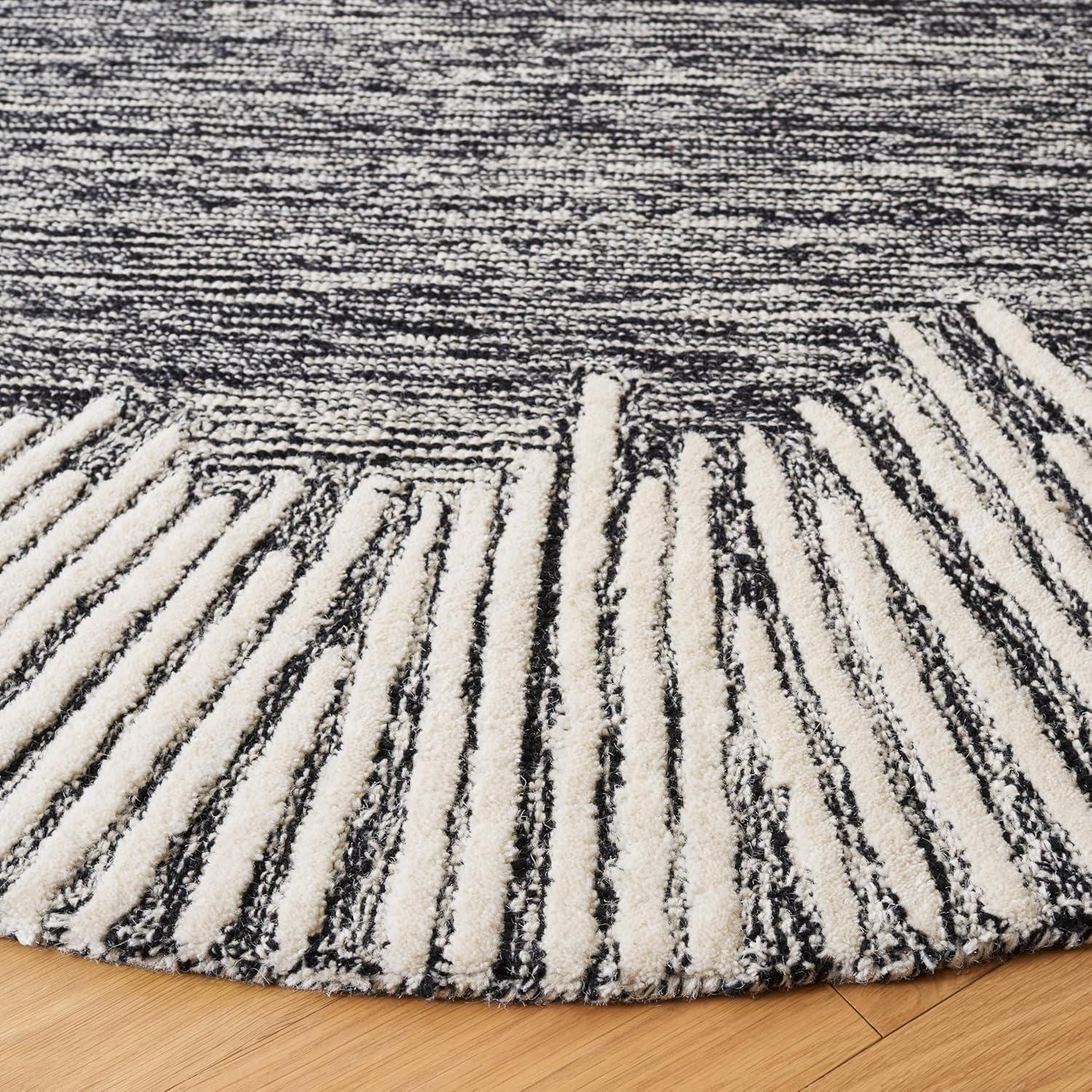 image:imageSAFAVIEH Abstract Collection Area Rug 5 x 8 Black amp Ivory Handmade Wool Ideal for High Traffic Areas in Living Room Bedroom ABT478ZBlackIvory