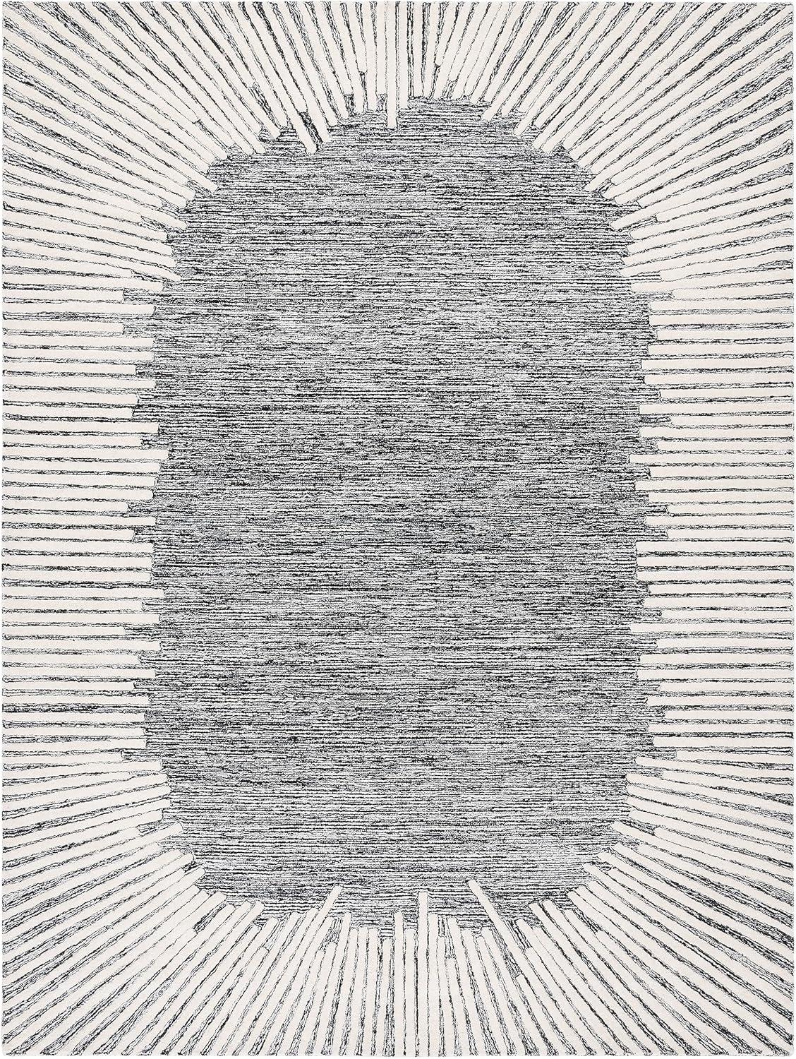 image:imageSAFAVIEH Abstract Collection Area Rug 5 x 8 Black amp Ivory Handmade Wool Ideal for High Traffic Areas in Living Room Bedroom ABT478ZBlackIvory