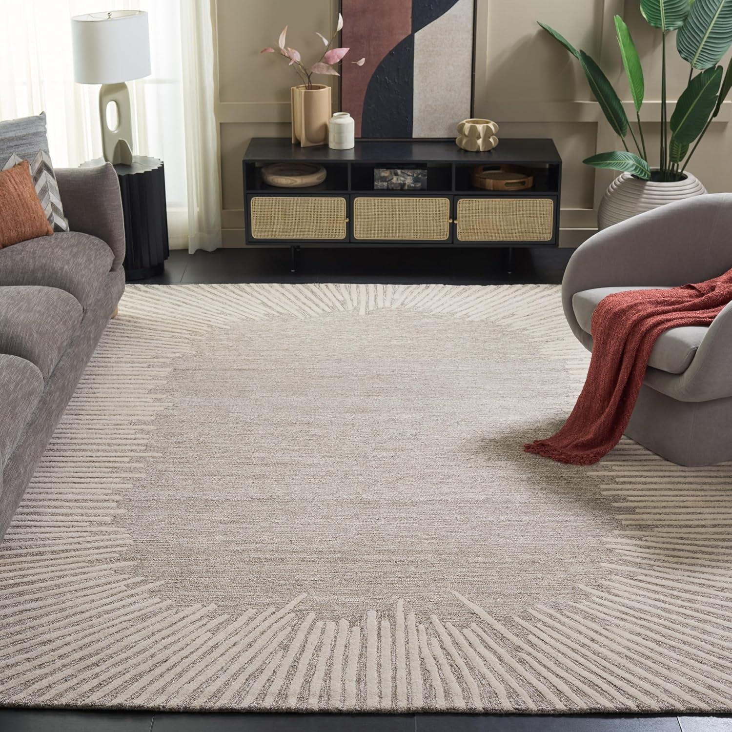 image:imageSAFAVIEH Abstract Collection Area Rug 5 x 8 Black amp Ivory Handmade Wool Ideal for High Traffic Areas in Living Room Bedroom ABT478ZNaturalIvory