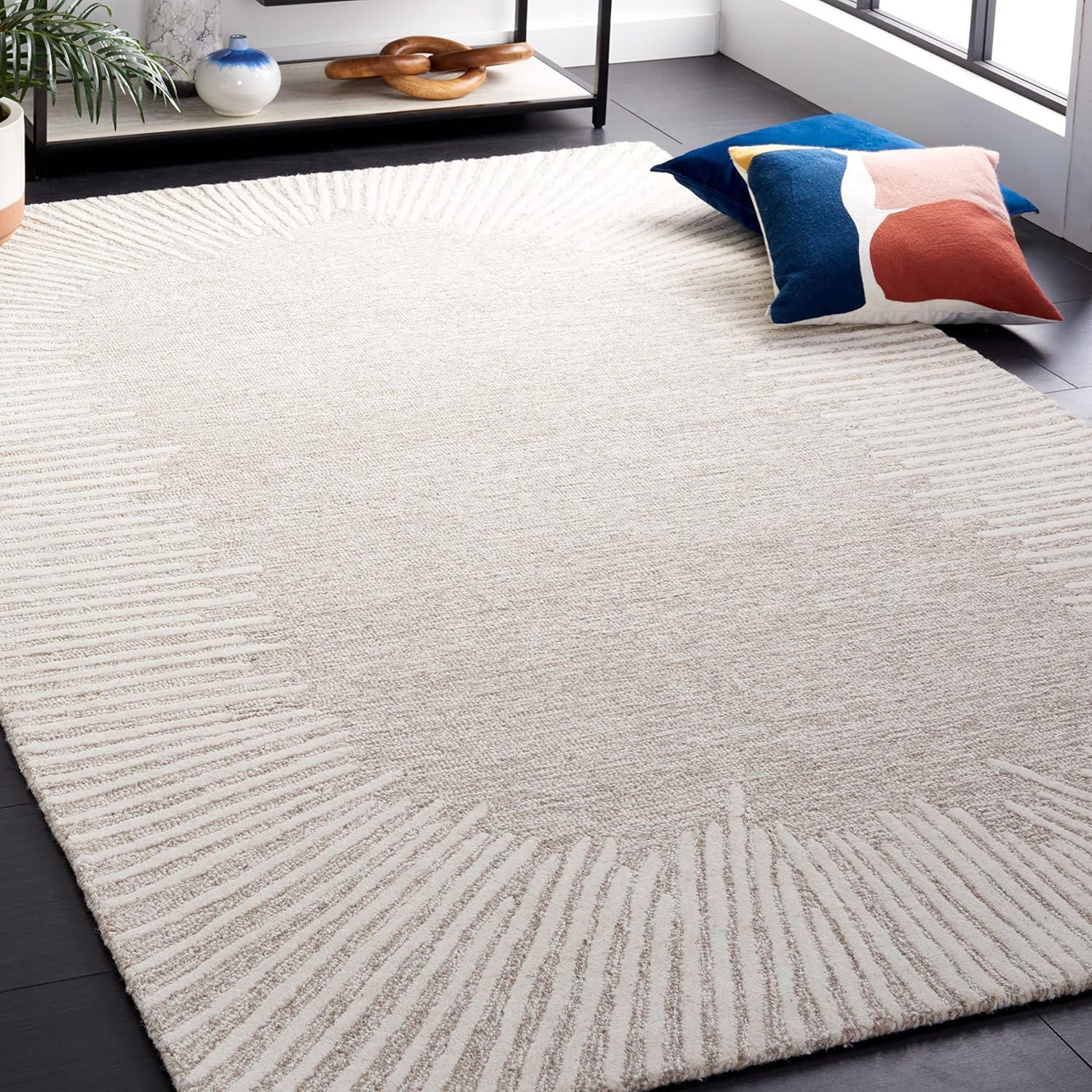 image:imageSAFAVIEH Abstract Collection Area Rug 5 x 8 Black amp Ivory Handmade Wool Ideal for High Traffic Areas in Living Room Bedroom ABT478ZNaturalIvory
