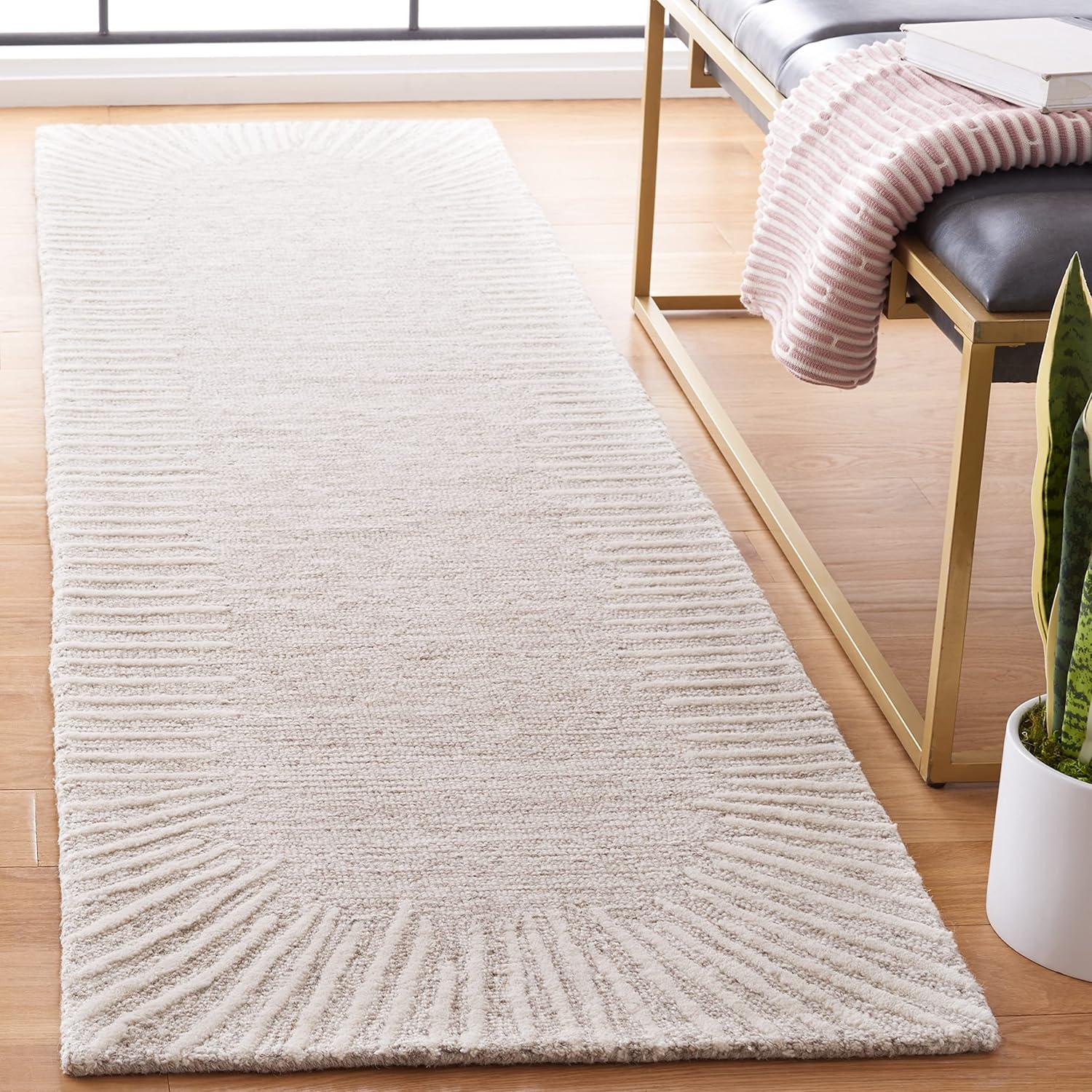 image:imageSAFAVIEH Abstract Collection Area Rug 5 x 8 Black amp Ivory Handmade Wool Ideal for High Traffic Areas in Living Room Bedroom ABT478ZNaturalIvory