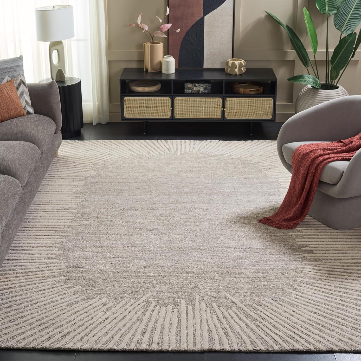 image:imageSAFAVIEH Abstract Collection Area Rug 5 x 8 Black amp Ivory Handmade Wool Ideal for High Traffic Areas in Living Room Bedroom ABT478ZNaturalIvory