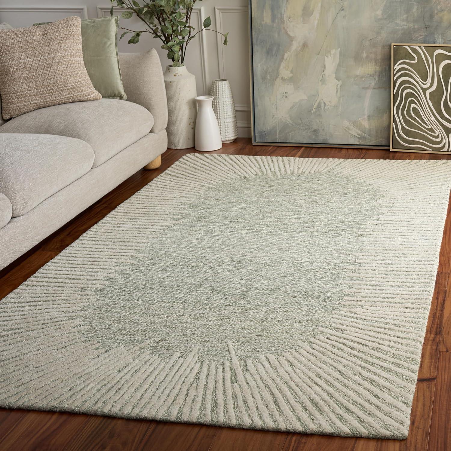 image:imageSAFAVIEH Abstract Collection Area Rug 5 x 8 Black amp Ivory Handmade Wool Ideal for High Traffic Areas in Living Room Bedroom ABT478ZSageIvory