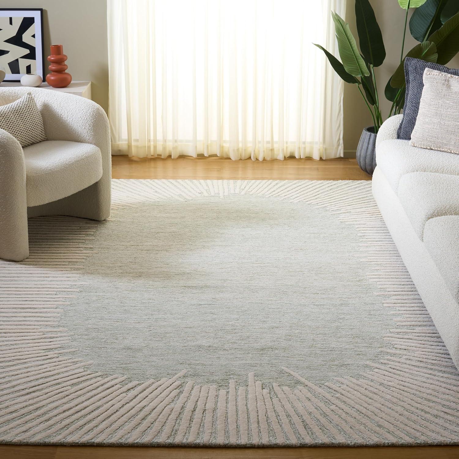 image:imageSAFAVIEH Abstract Collection Area Rug 5 x 8 Black amp Ivory Handmade Wool Ideal for High Traffic Areas in Living Room Bedroom ABT478ZSageIvory