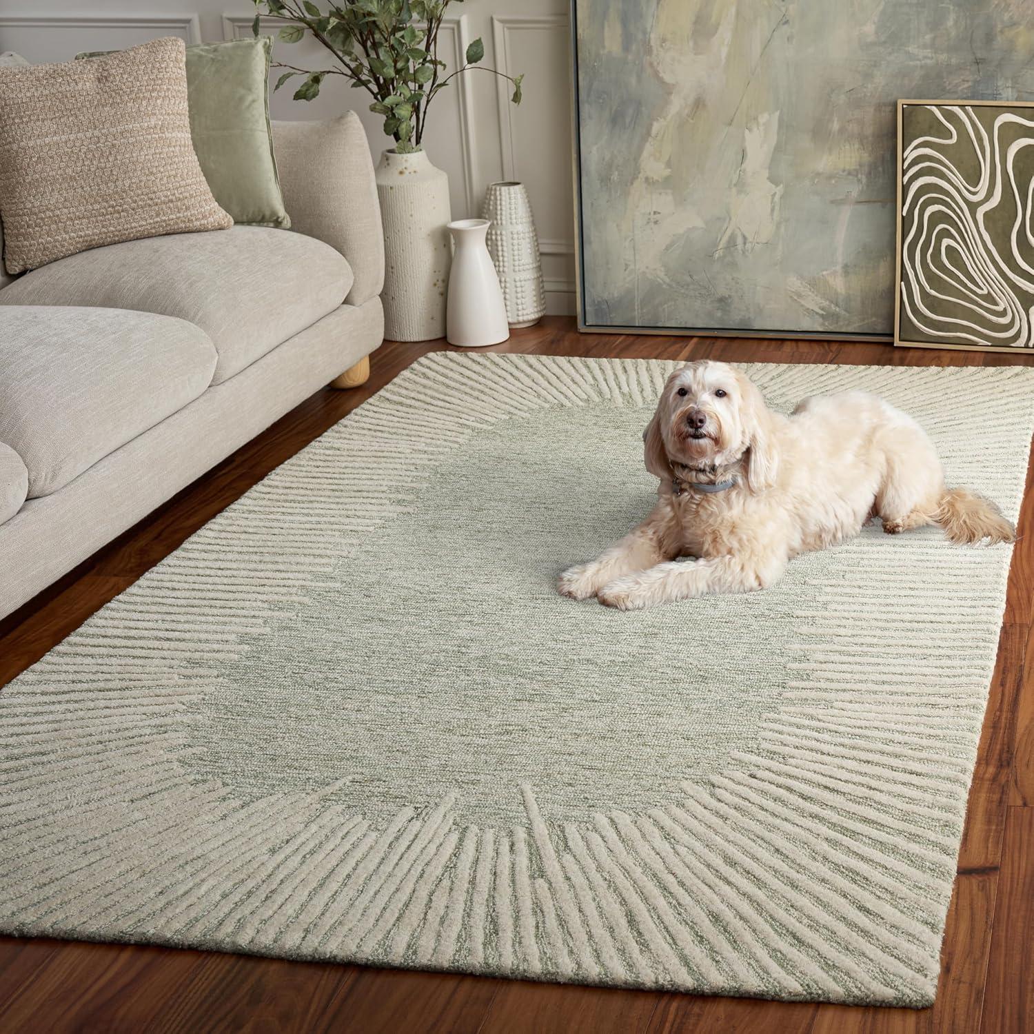 image:imageSAFAVIEH Abstract Collection Area Rug 5 x 8 Black amp Ivory Handmade Wool Ideal for High Traffic Areas in Living Room Bedroom ABT478ZSageIvory