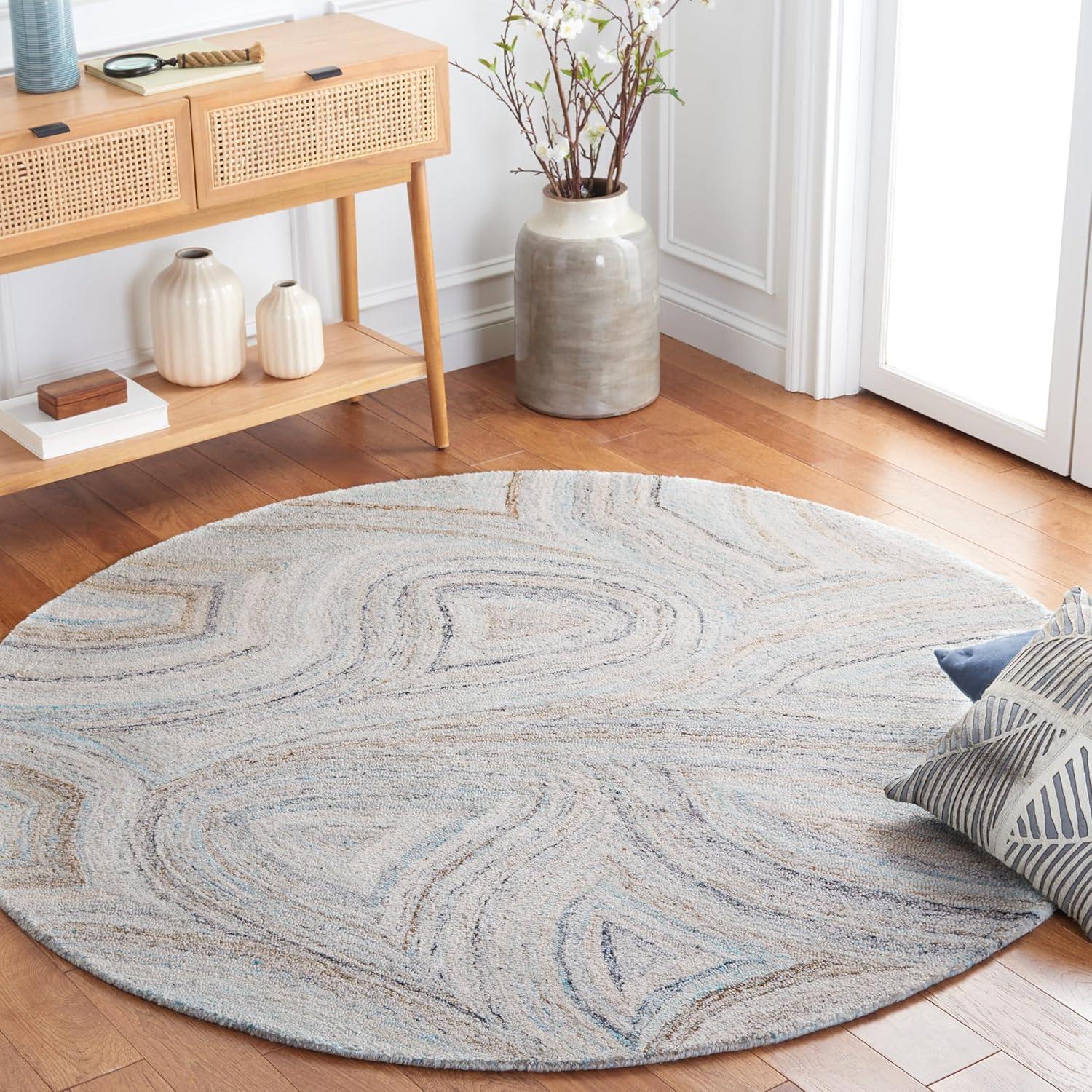 image:imageSAFAVIEH Area Rug 8x10 Abstract Collection Large Beige amp Blue Handmade Wool Ideal for Living Room Bedroom Office Dining Space ABT147MBeigeBlue