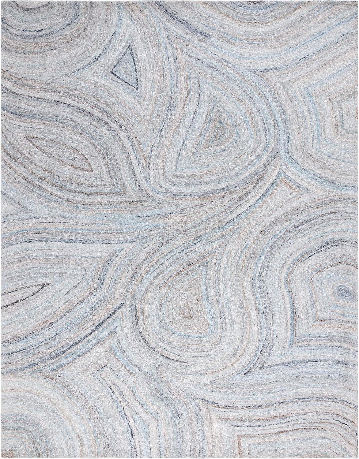 image:imageSAFAVIEH Area Rug 8x10 Abstract Collection Large Beige amp Blue Handmade Wool Ideal for Living Room Bedroom Office Dining Space ABT147MBeigeBlue