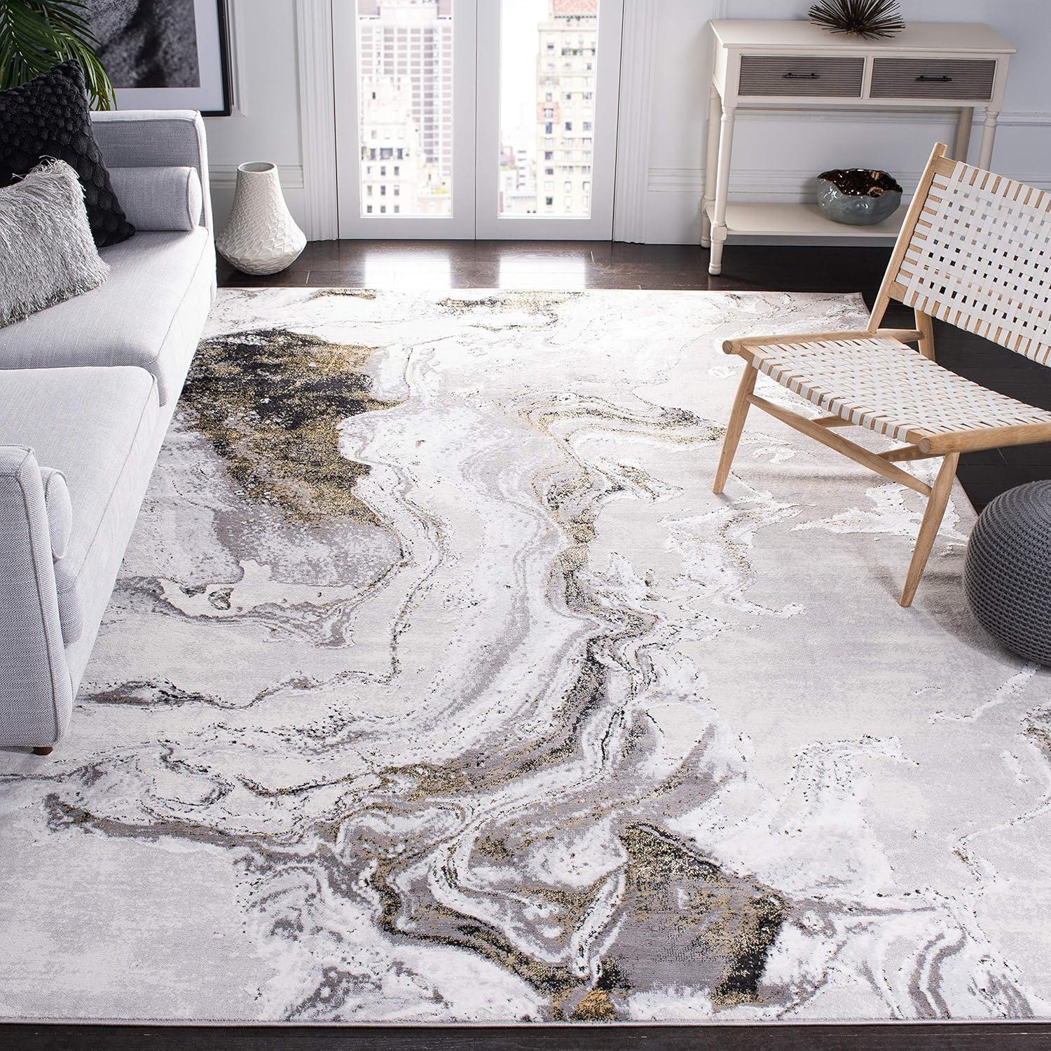 image:imageSAFAVIEH Area Rug 8x10 Amelia Collection Large Charcoal amp Grey Modern Design NonShedding amp Easy Cleaning Ideal for Living Room Bedroom Office Dining Space ALA277JGreyGold