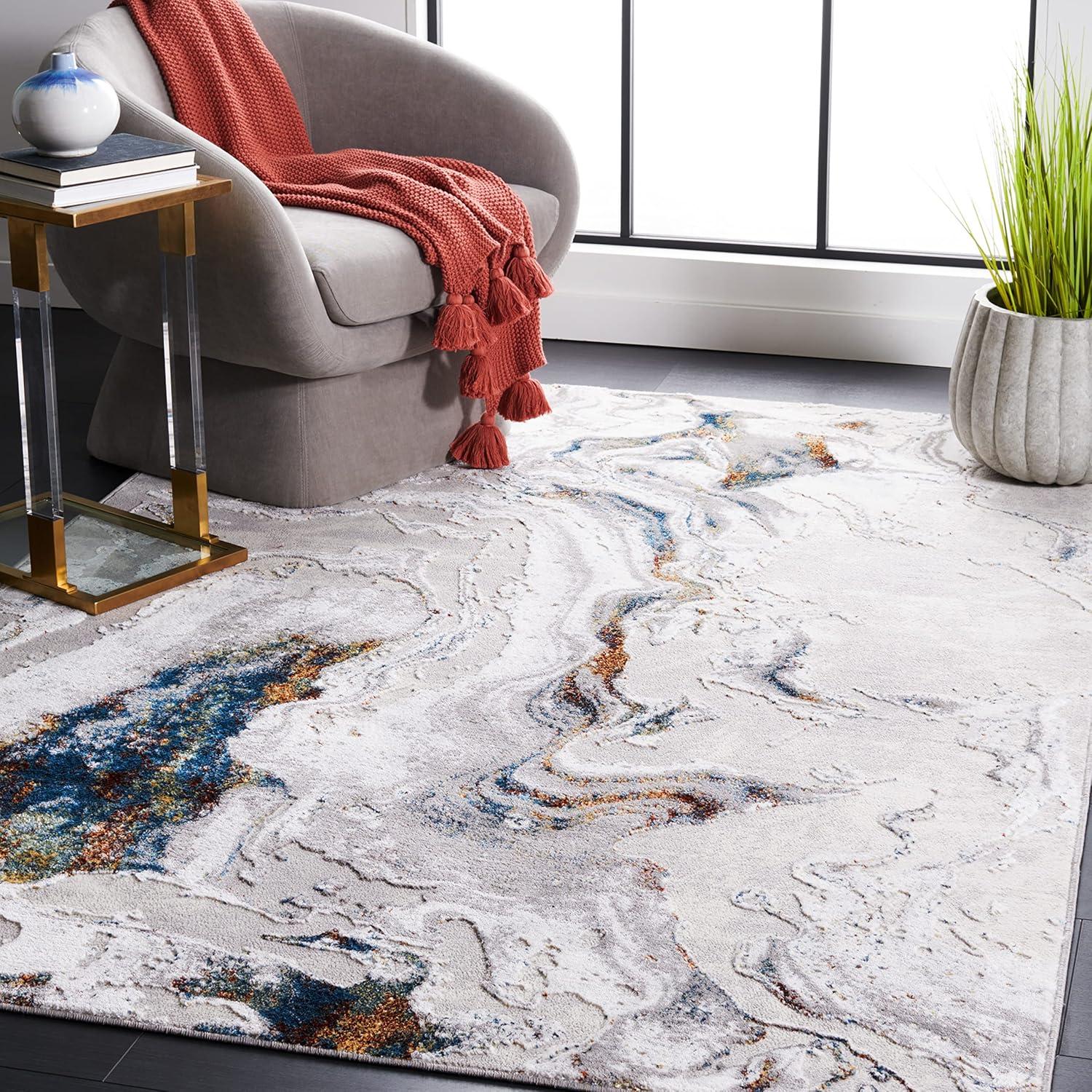 image:imageSAFAVIEH Area Rug 8x10 Amelia Collection Large Charcoal amp Grey Modern Design NonShedding amp Easy Cleaning Ideal for Living Room Bedroom Office Dining Space ALA277JGreyBlue Gold