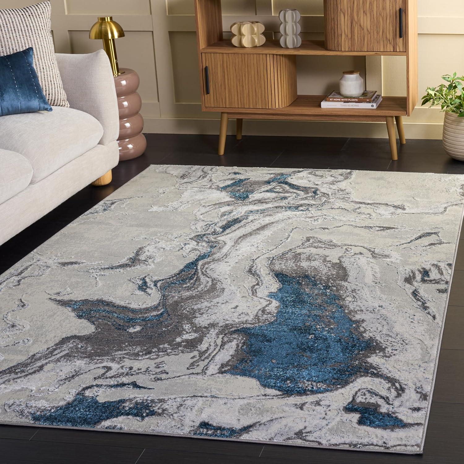 image:imageSAFAVIEH Area Rug 8x10 Amelia Collection Large Charcoal amp Grey Modern Design NonShedding amp Easy Cleaning Ideal for Living Room Bedroom Office Dining Space ALA277JGreyBlue