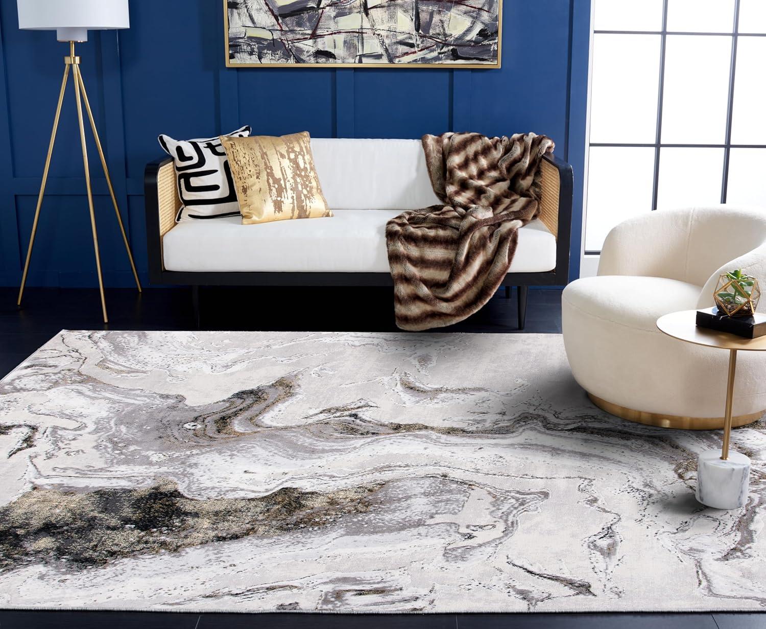 image:imageSAFAVIEH Area Rug 8x10 Amelia Collection Large Charcoal amp Grey Modern Design NonShedding amp Easy Cleaning Ideal for Living Room Bedroom Office Dining Space ALA277JGreyGold