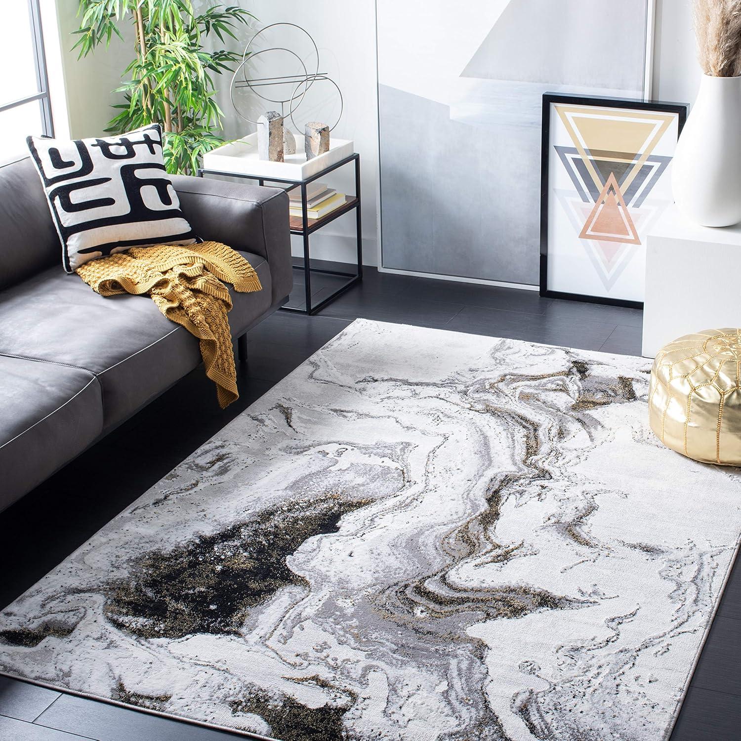 image:imageSAFAVIEH Area Rug 8x10 Amelia Collection Large Charcoal amp Grey Modern Design NonShedding amp Easy Cleaning Ideal for Living Room Bedroom Office Dining Space ALA277JGreyGold