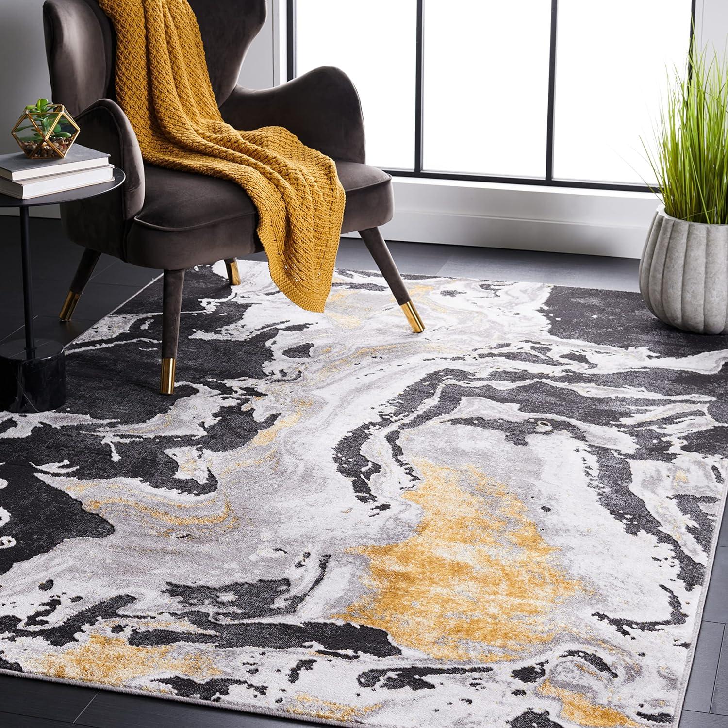 image:imageSAFAVIEH Area Rug 8x10 Amelia Collection Large Charcoal amp Grey Modern Design NonShedding amp Easy Cleaning Ideal for Living Room Bedroom Office Dining Space ALA277JCharcoalGold