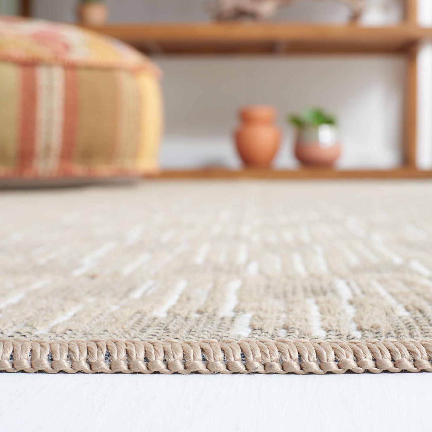image:imageSAFAVIEH Area Rug 8x10 Aspect Collection Large Natural amp Ivory Jute amp Cotton Ideal for Living Room Bedroom Office Dining Space APE402BNaturalIvory