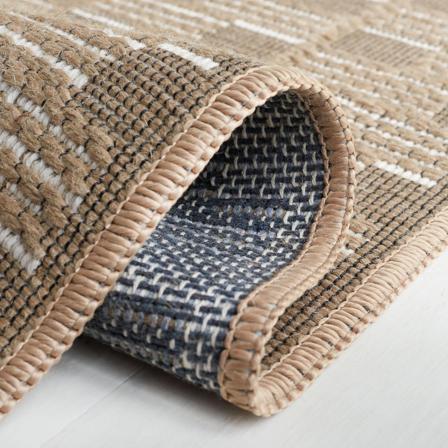 image:imageSAFAVIEH Area Rug 8x10 Aspect Collection Large Natural amp Ivory Jute amp Cotton Ideal for Living Room Bedroom Office Dining Space APE402BNaturalIvory