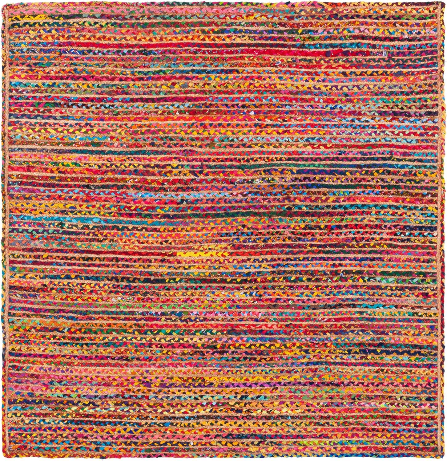 image:imageSAFAVIEH Area Rug 8x10 Braided Collection Large Natural amp Multi Handmade Cotton Ideal for Living Room Bedroom Office Dining Space BRD262BNaturalMulti