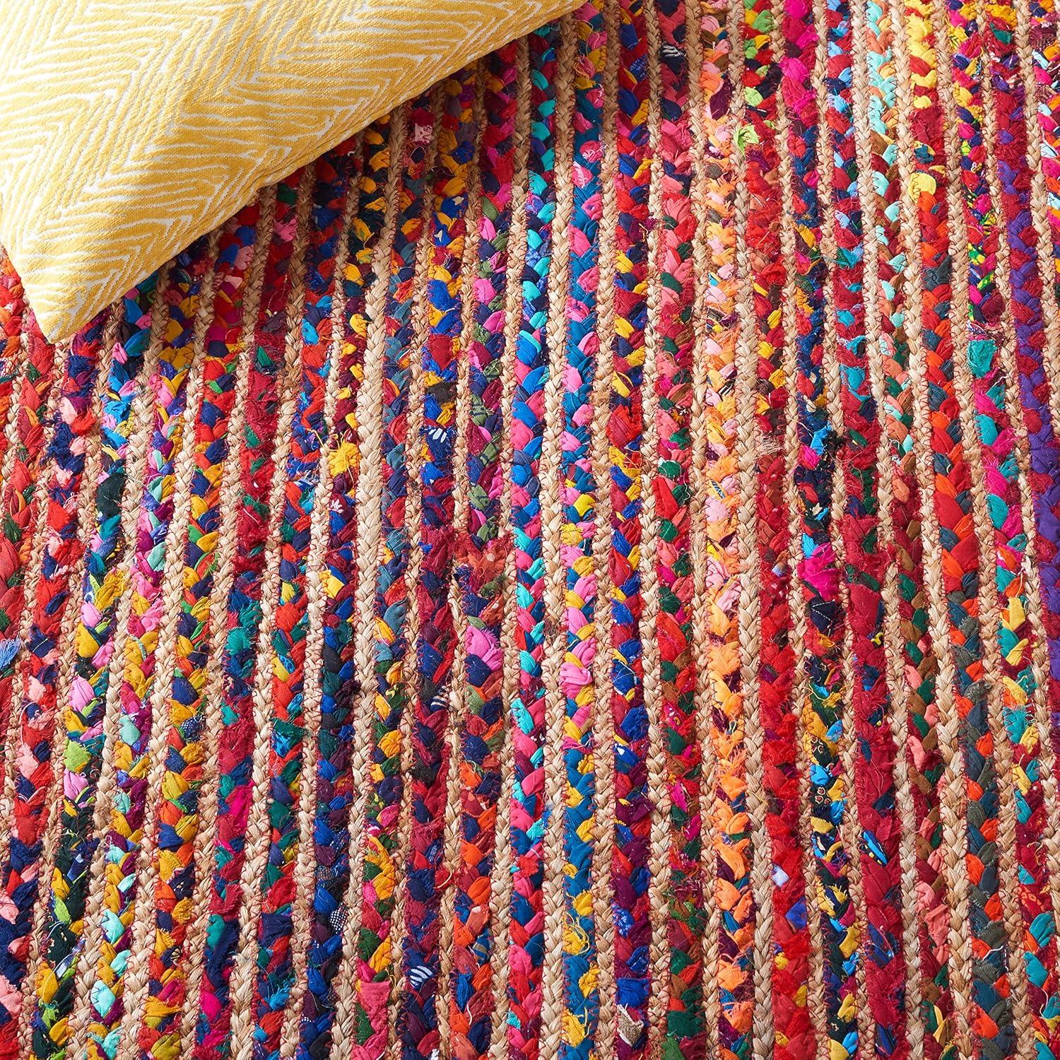 image:imageSAFAVIEH Area Rug 8x10 Braided Collection Large Natural amp Multi Handmade Cotton Ideal for Living Room Bedroom Office Dining Space BRD262BNaturalMulti
