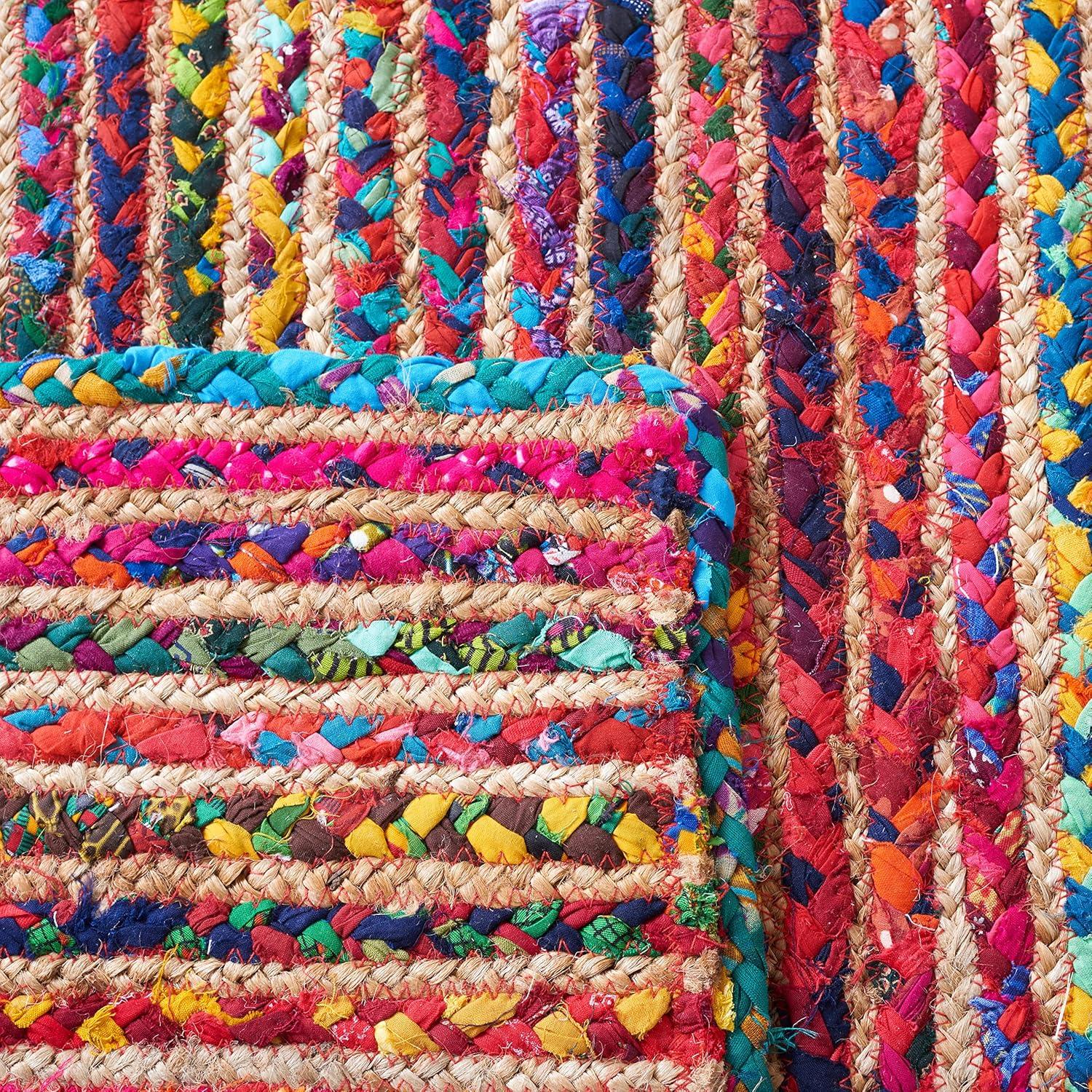 image:imageSAFAVIEH Area Rug 8x10 Braided Collection Large Natural amp Multi Handmade Cotton Ideal for Living Room Bedroom Office Dining Space BRD262BNaturalMulti