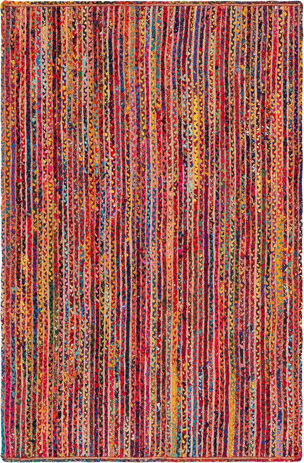 image:imageSAFAVIEH Area Rug 8x10 Braided Collection Large Natural amp Multi Handmade Cotton Ideal for Living Room Bedroom Office Dining Space BRD262BNaturalMulti