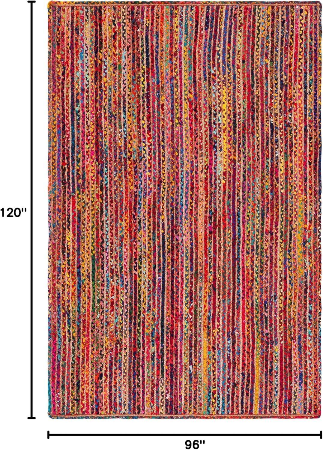 image:imageSAFAVIEH Area Rug 8x10 Braided Collection Large Natural amp Multi Handmade Cotton Ideal for Living Room Bedroom Office Dining Space BRD262BNaturalMulti