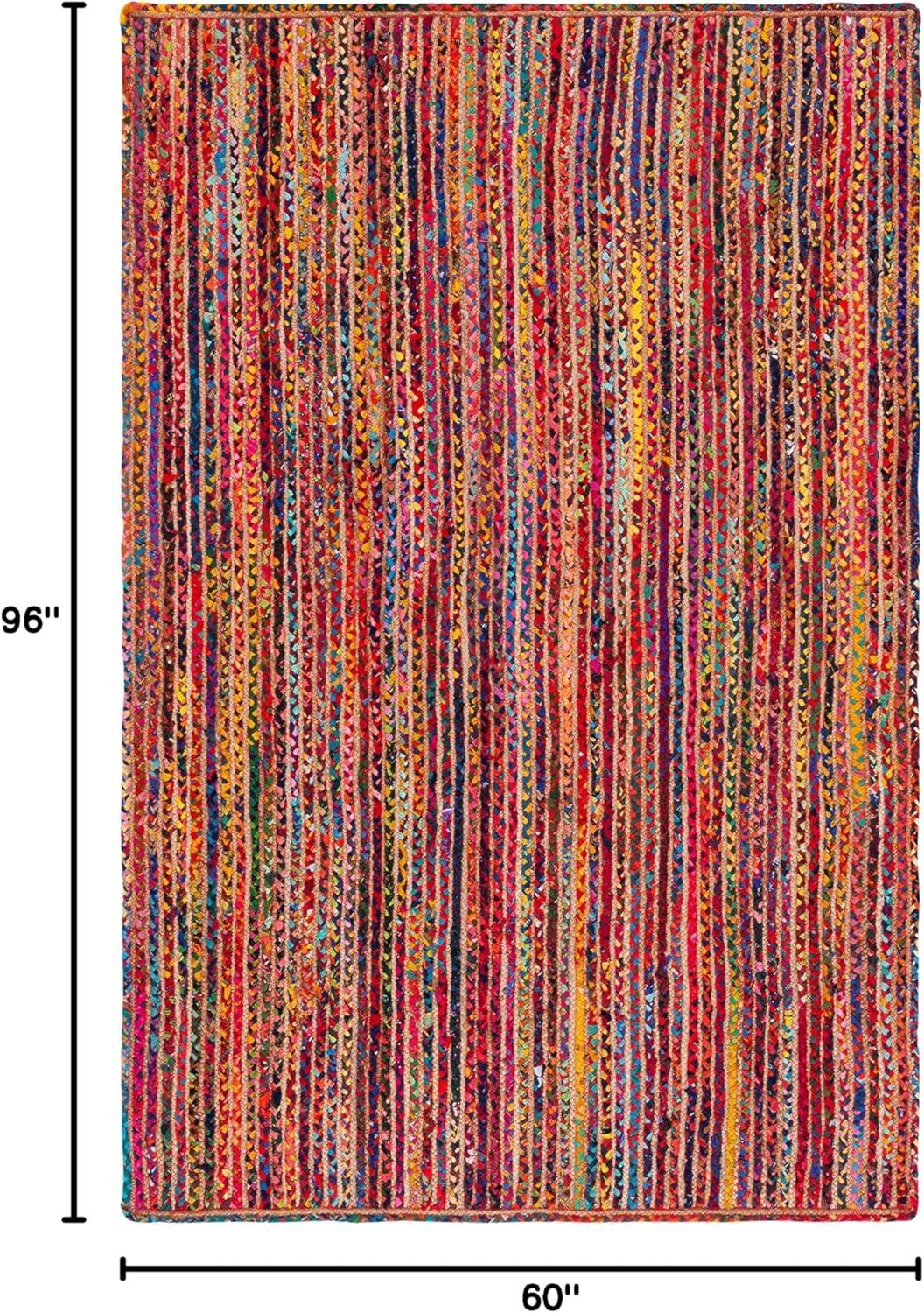 image:imageSAFAVIEH Area Rug 8x10 Braided Collection Large Natural amp Multi Handmade Cotton Ideal for Living Room Bedroom Office Dining Space BRD262BNaturalMulti