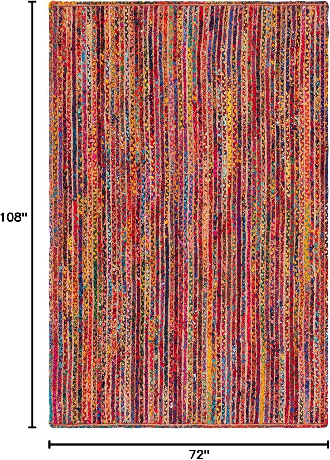 image:imageSAFAVIEH Area Rug 8x10 Braided Collection Large Natural amp Multi Handmade Cotton Ideal for Living Room Bedroom Office Dining Space BRD262BNaturalMulti