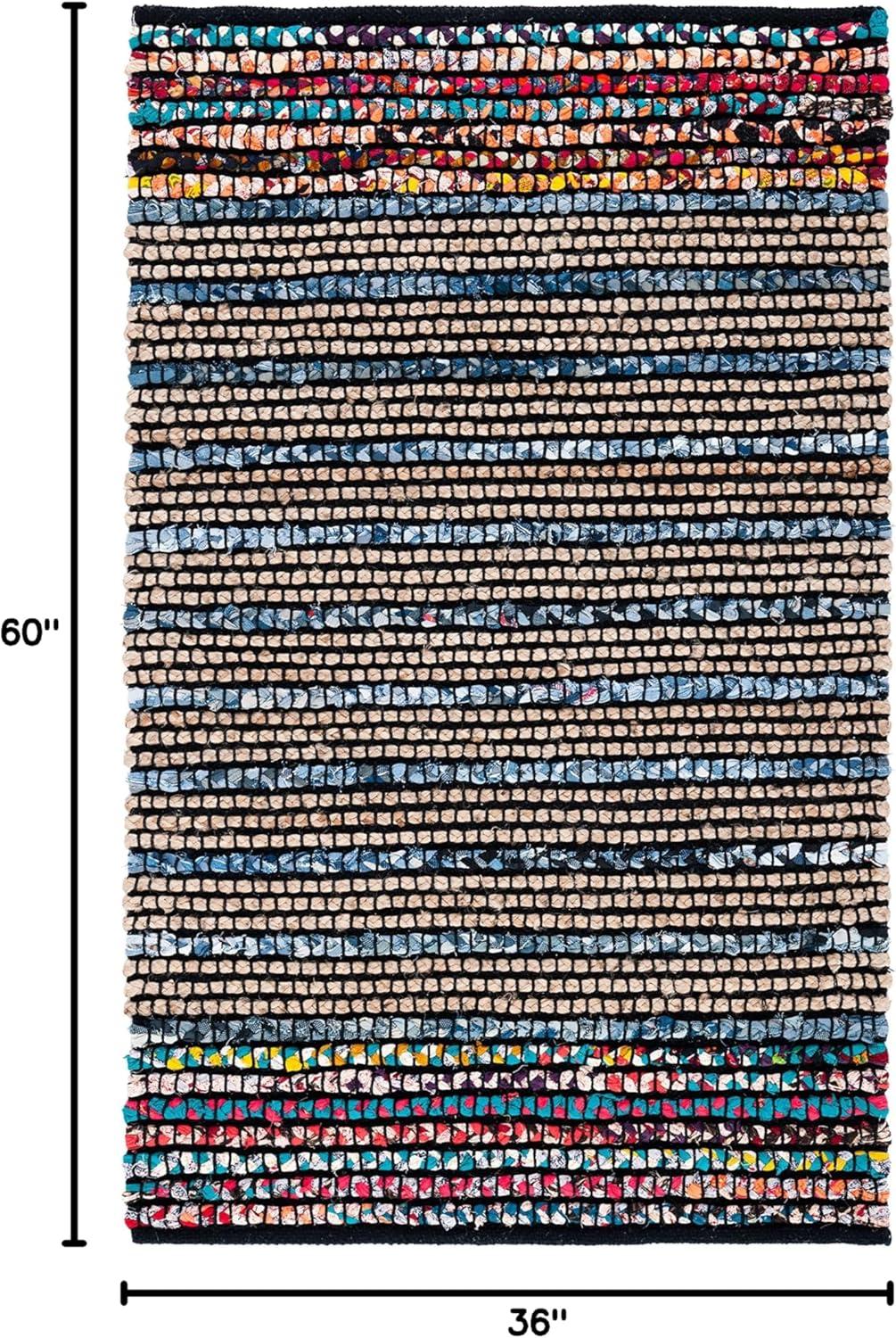image:imageSAFAVIEH Area Rug 8x10 Cape Cod Collection Large Natural amp Blue Handmade Jute amp Cotton Ideal for Living Room Bedroom Office Dining Space CAP369ANaturalBlue