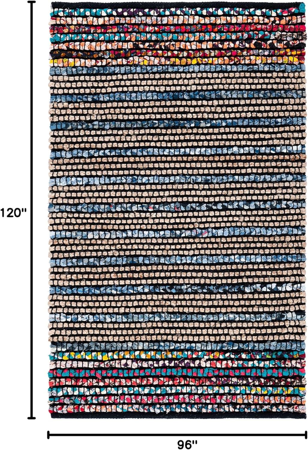 image:imageSAFAVIEH Area Rug 8x10 Cape Cod Collection Large Natural amp Blue Handmade Jute amp Cotton Ideal for Living Room Bedroom Office Dining Space CAP369ANaturalBlue