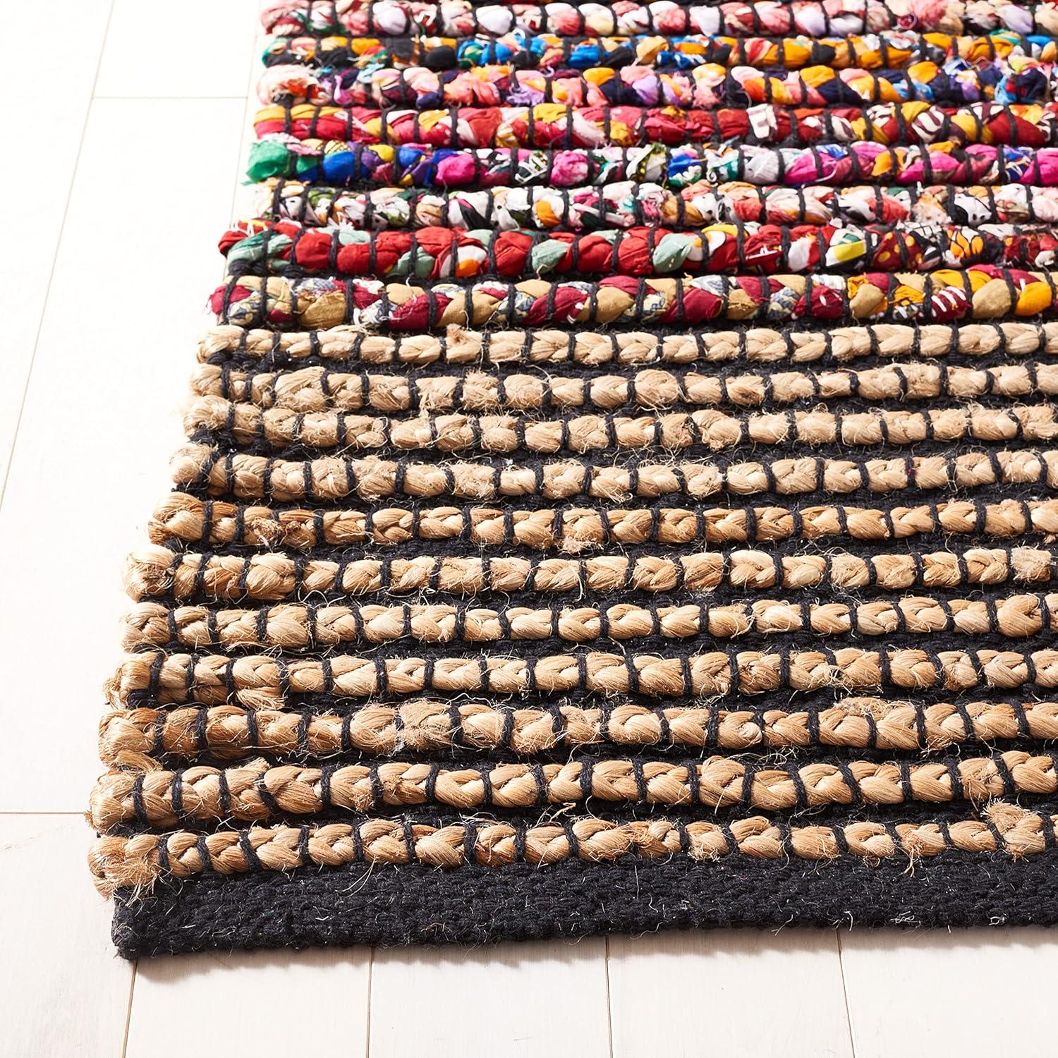 image:imageSAFAVIEH Area Rug 8x10 Cape Cod Collection Large Natural amp Blue Handmade Jute amp Cotton Ideal for Living Room Bedroom Office Dining Space CAP370ANaturalBlue