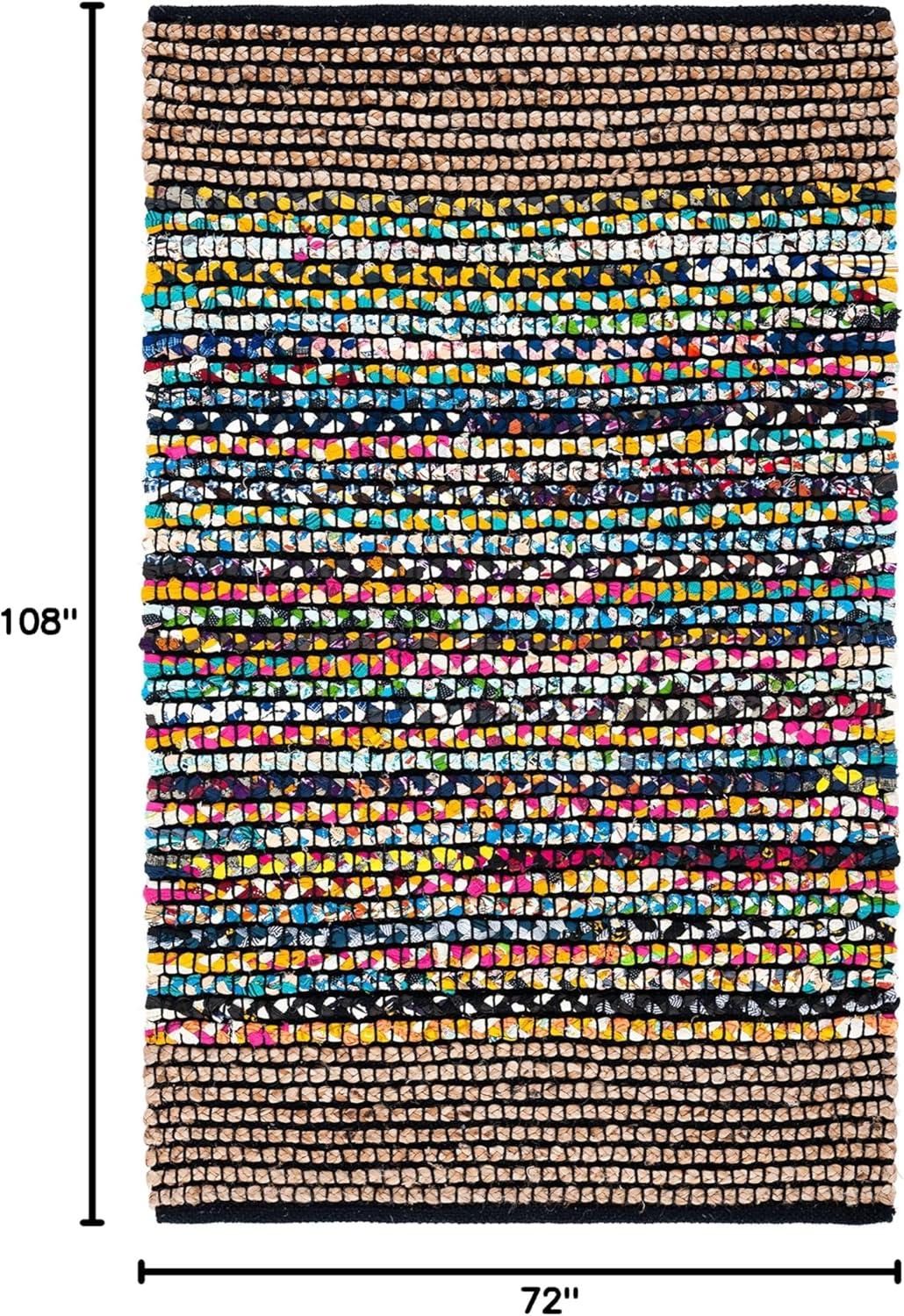 image:imageSAFAVIEH Area Rug 8x10 Cape Cod Collection Large Natural amp Blue Handmade Jute amp Cotton Ideal for Living Room Bedroom Office Dining Space CAP370ANaturalBlue