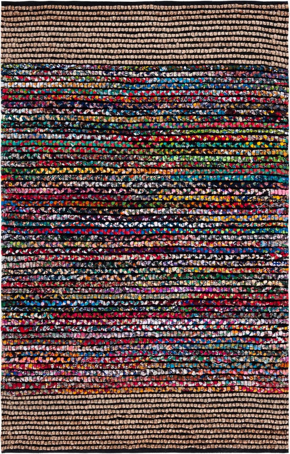 image:imageSAFAVIEH Area Rug 8x10 Cape Cod Collection Large Natural amp Blue Handmade Jute amp Cotton Ideal for Living Room Bedroom Office Dining Space CAP370ANaturalBlue