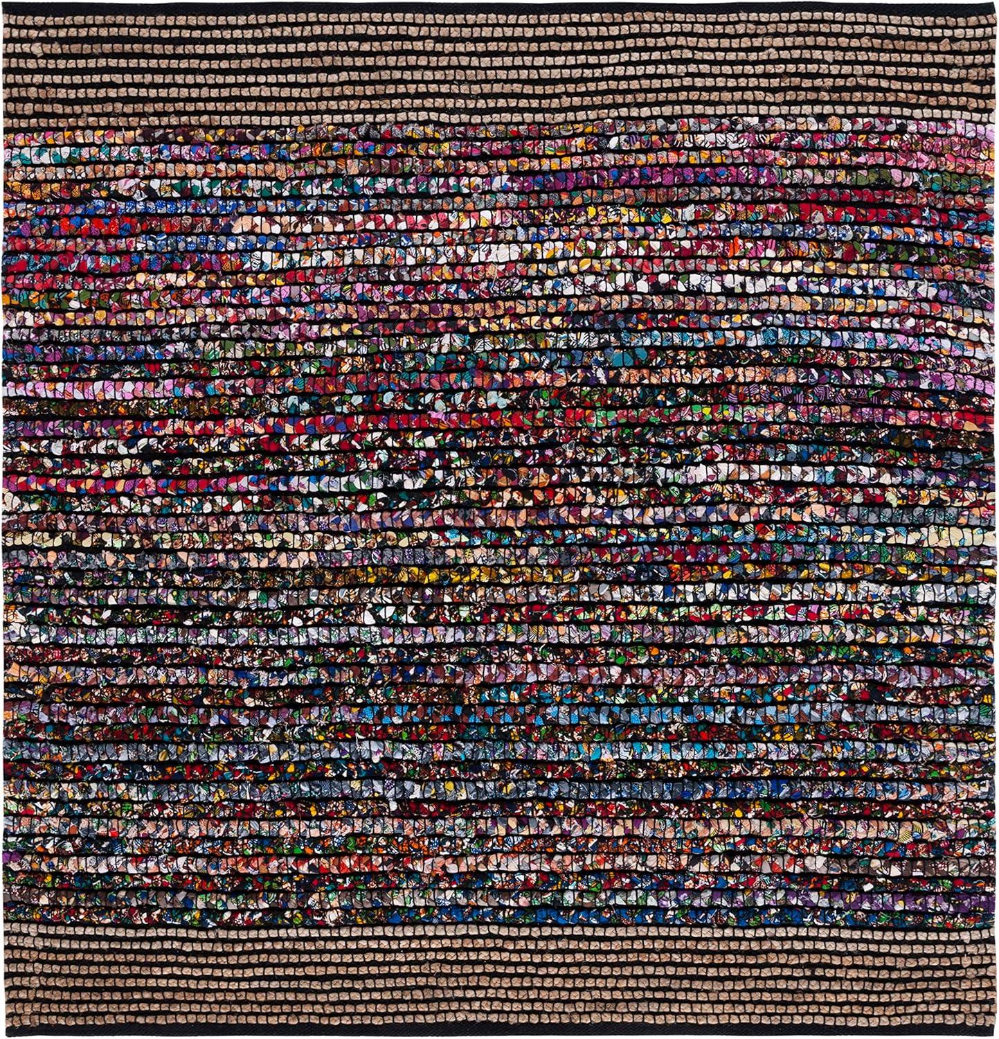 image:imageSAFAVIEH Area Rug 8x10 Cape Cod Collection Large Natural amp Blue Handmade Jute amp Cotton Ideal for Living Room Bedroom Office Dining Space CAP370ANaturalBlue