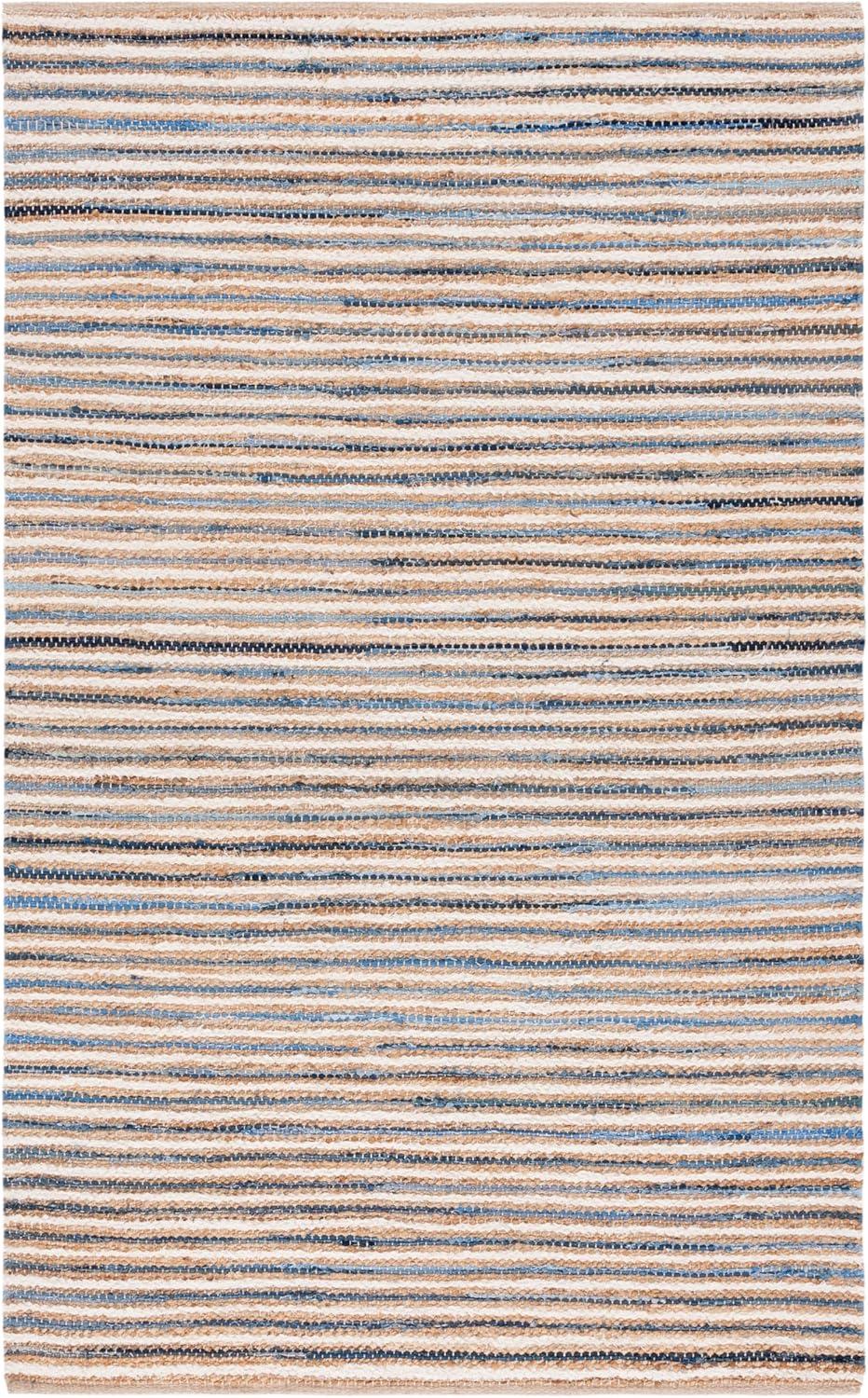 image:imageSAFAVIEH Area Rug 8x10 Cape Cod Collection Large Natural amp Green Geometric Design Ideal for Living Room Bedroom Office Dining Space CAP151YNaturalBlue