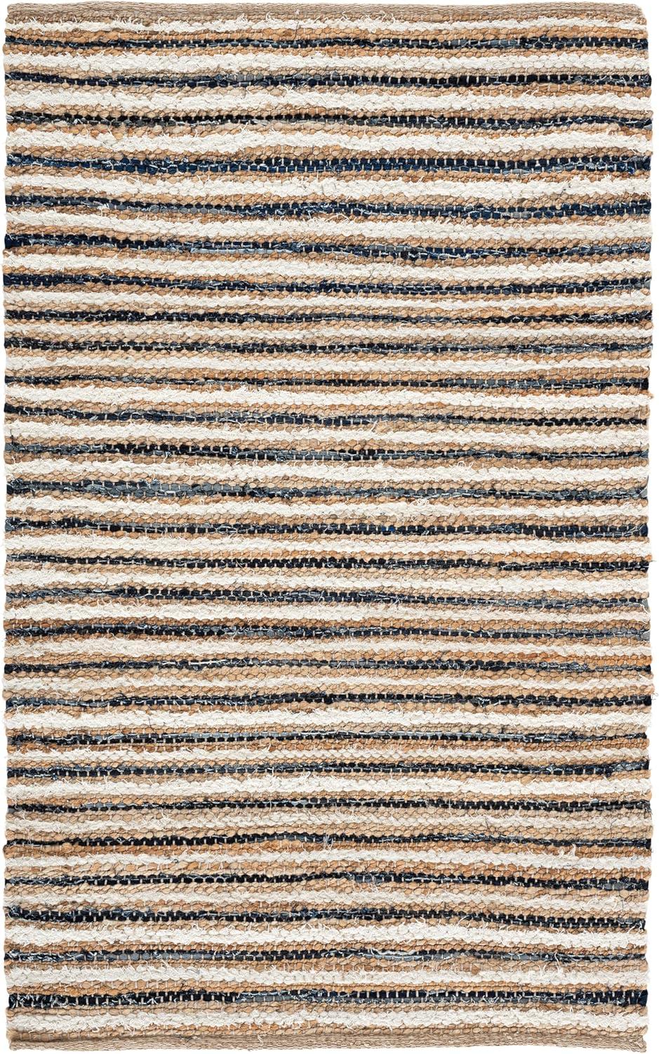 image:imageSAFAVIEH Area Rug 8x10 Cape Cod Collection Large Natural amp Green Geometric Design Ideal for Living Room Bedroom Office Dining Space CAP151YNaturalNavy
