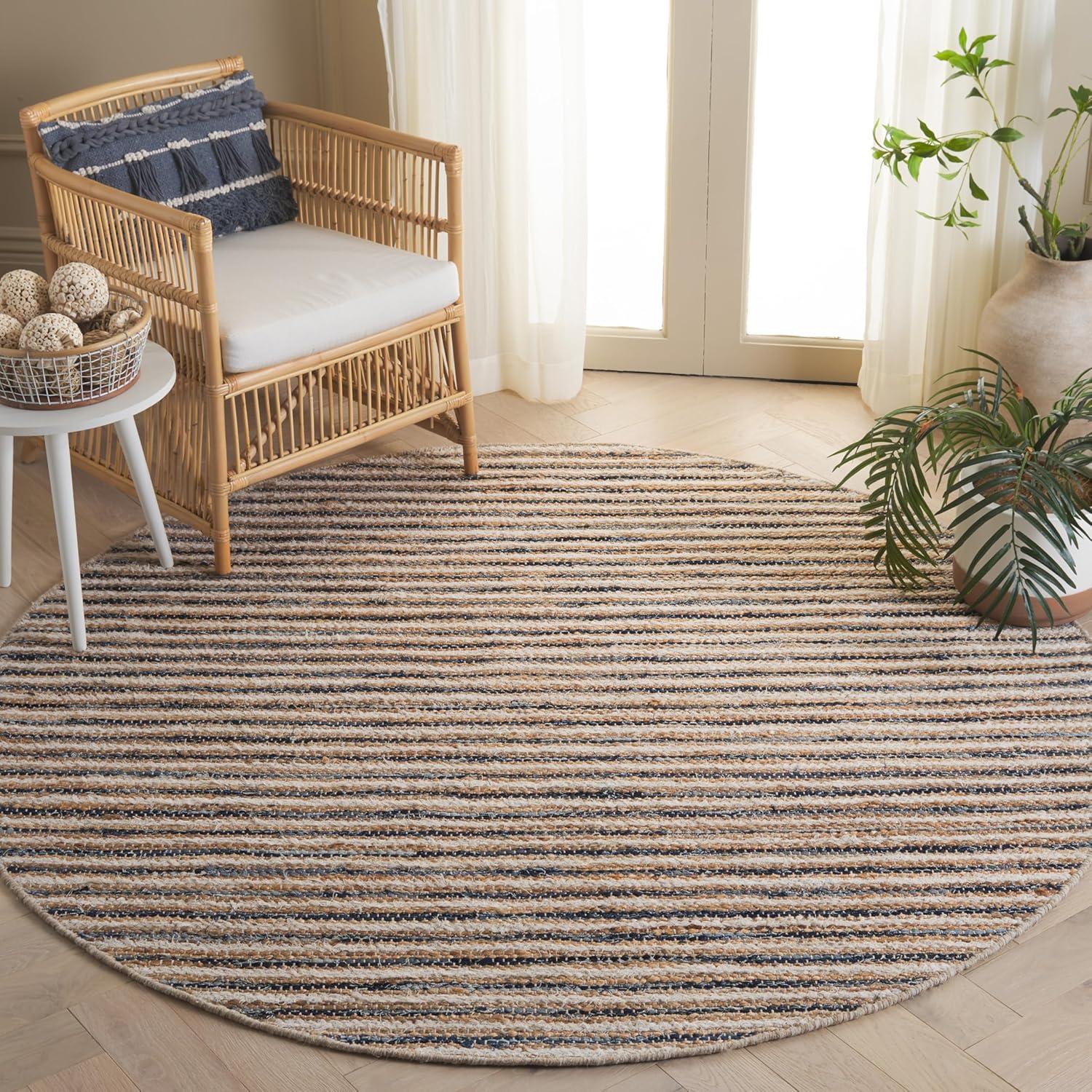 image:imageSAFAVIEH Area Rug 8x10 Cape Cod Collection Large Natural amp Green Geometric Design Ideal for Living Room Bedroom Office Dining Space CAP151YNaturalNavy