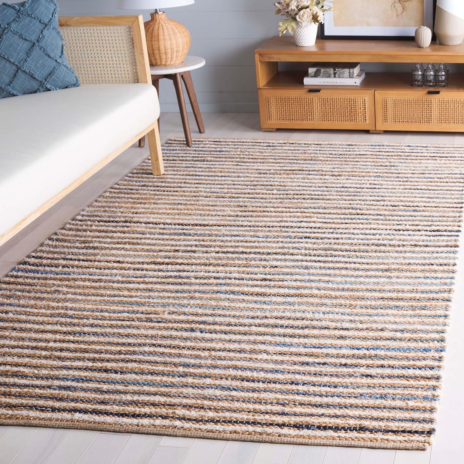 image:imageSAFAVIEH Area Rug 8x10 Cape Cod Collection Large Natural amp Green Geometric Design Ideal for Living Room Bedroom Office Dining Space CAP151YNaturalBlue