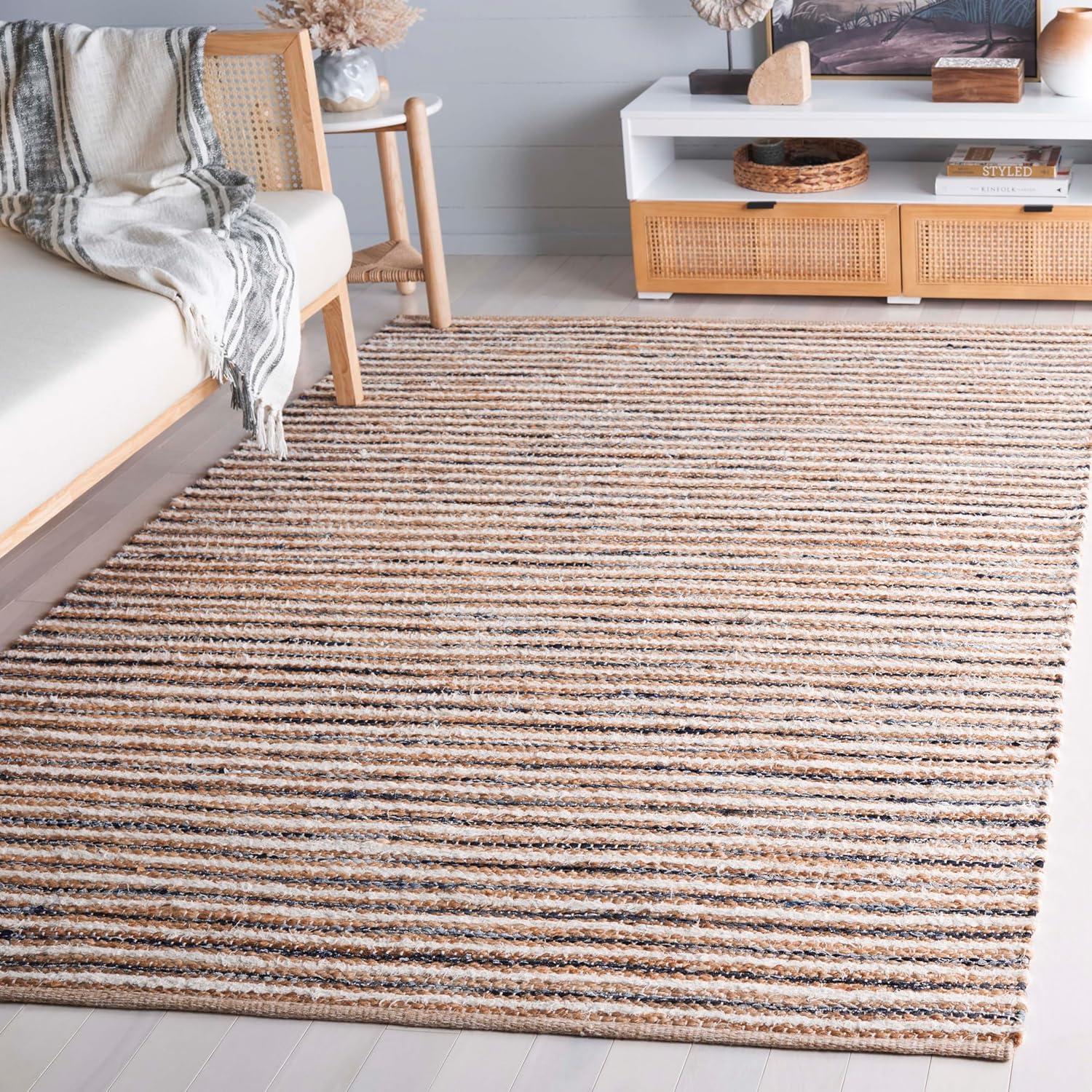 image:imageSAFAVIEH Area Rug 8x10 Cape Cod Collection Large Natural amp Green Geometric Design Ideal for Living Room Bedroom Office Dining Space CAP151YNaturalNavy