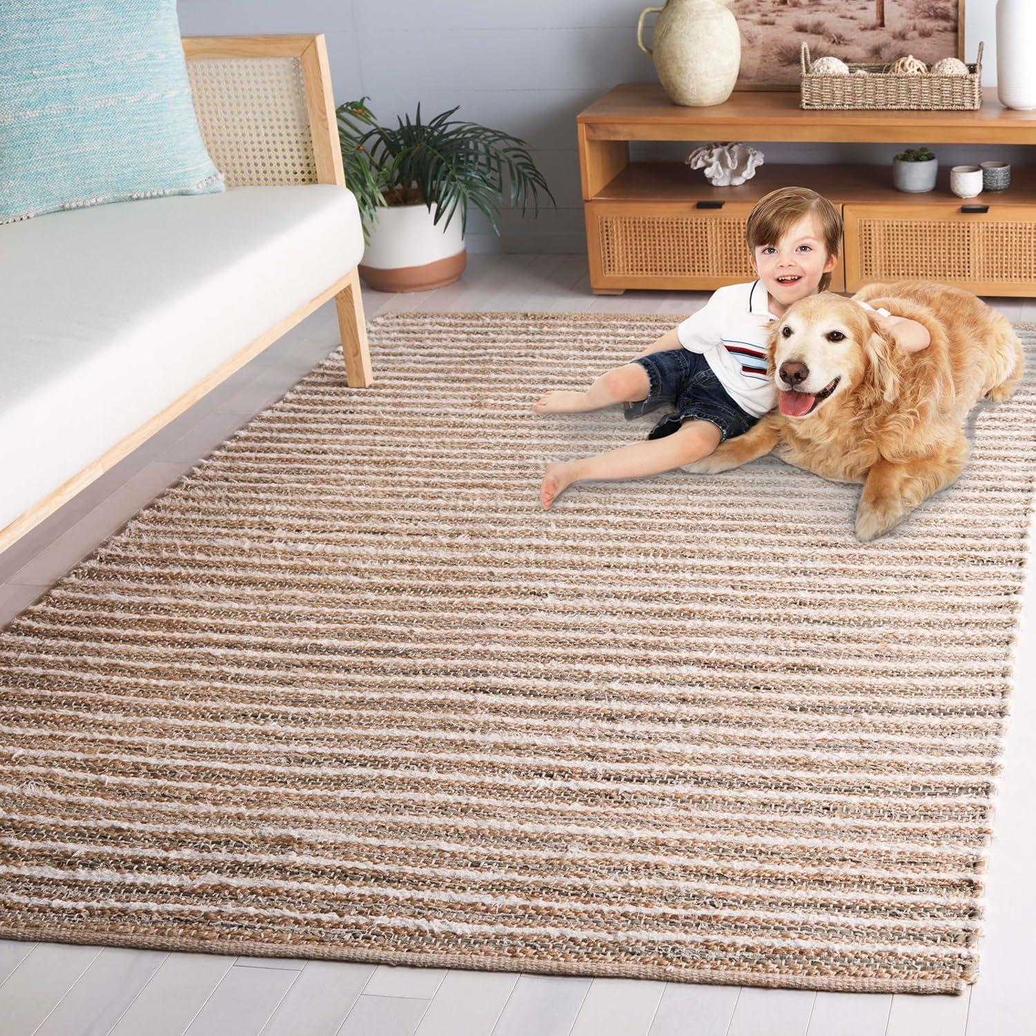 image:imageSAFAVIEH Area Rug 8x10 Cape Cod Collection Large Natural amp Green Geometric Design Ideal for Living Room Bedroom Office Dining Space CAP151YNaturalGreen