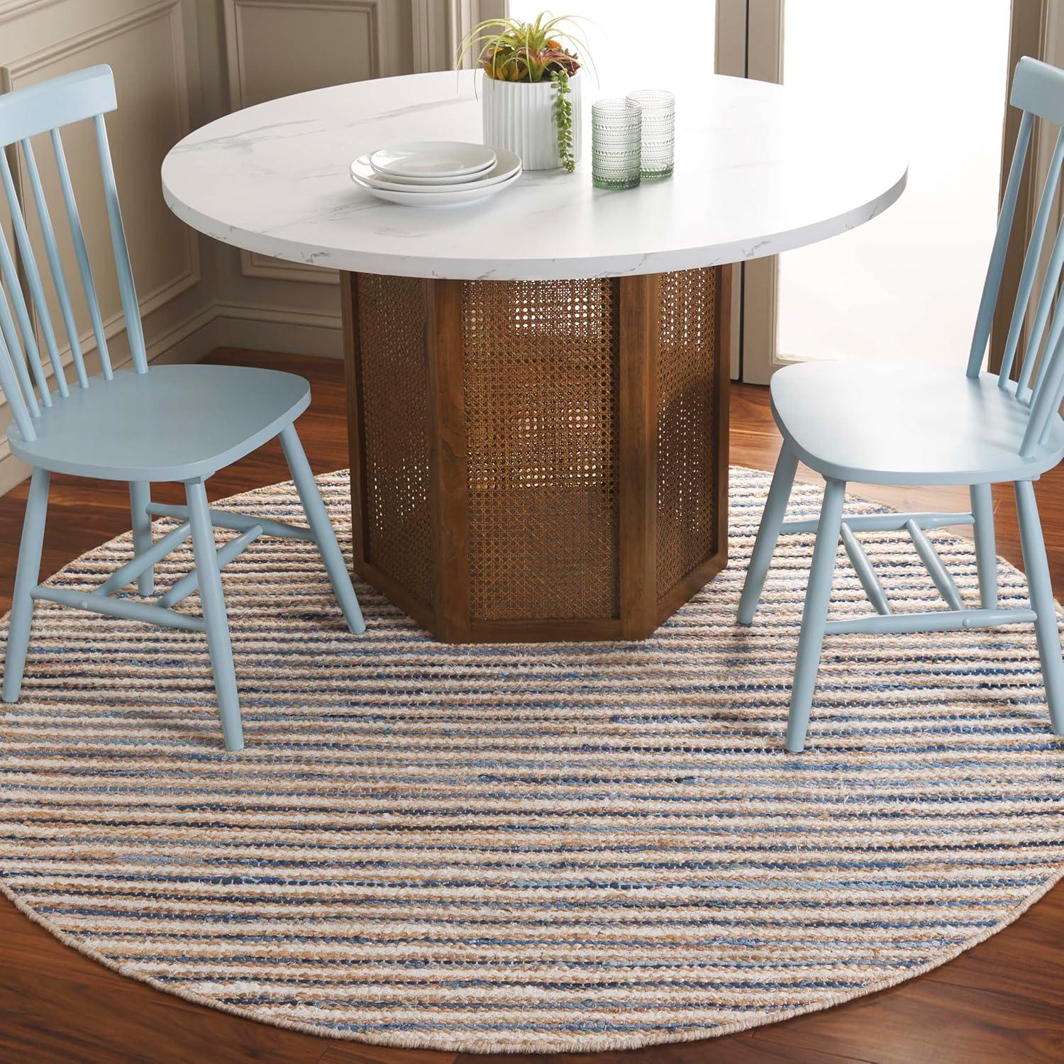 image:imageSAFAVIEH Area Rug 8x10 Cape Cod Collection Large Natural amp Green Geometric Design Ideal for Living Room Bedroom Office Dining Space CAP151YNaturalBlue