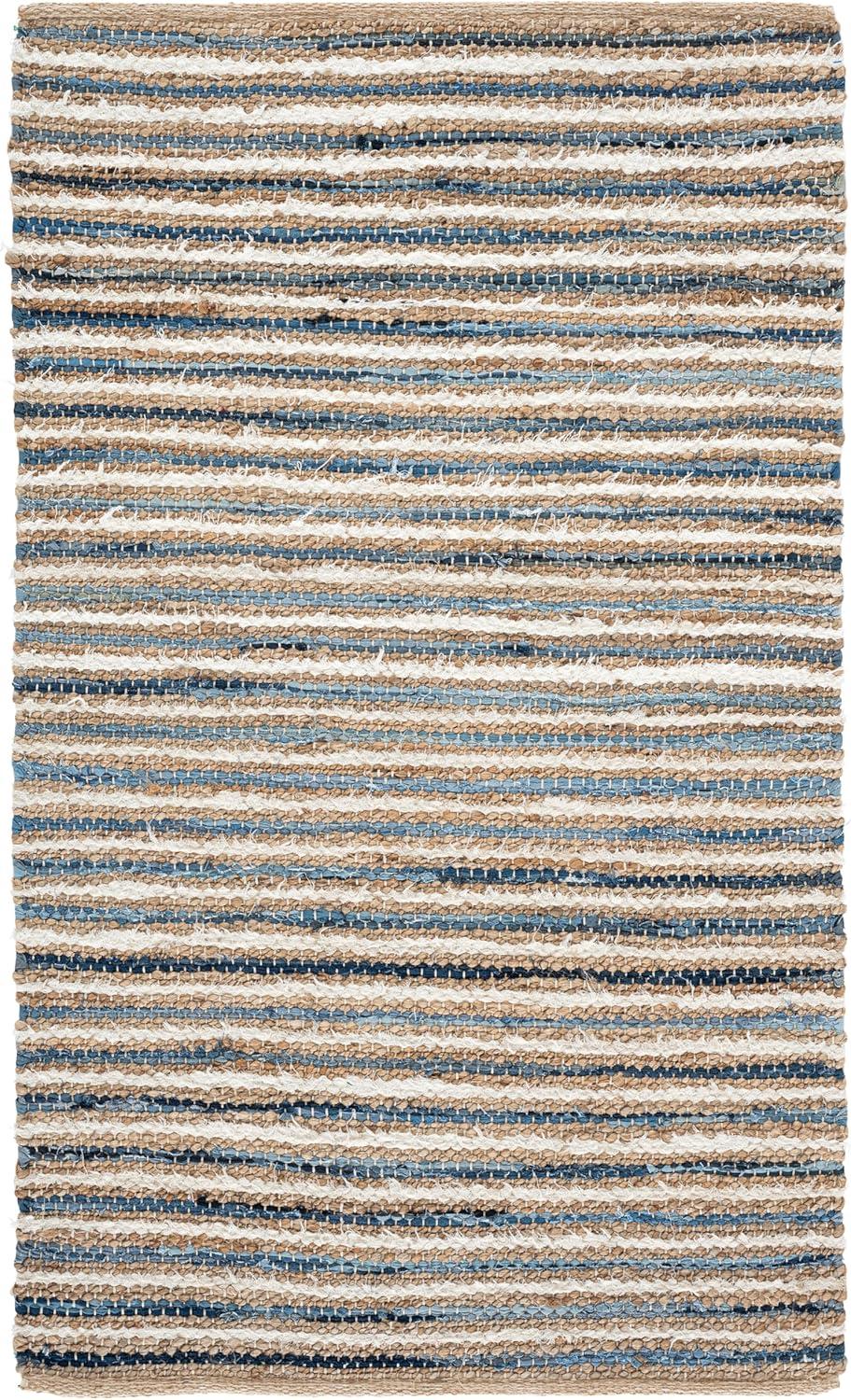 image:imageSAFAVIEH Area Rug 8x10 Cape Cod Collection Large Natural amp Green Geometric Design Ideal for Living Room Bedroom Office Dining Space CAP151YNaturalBlue