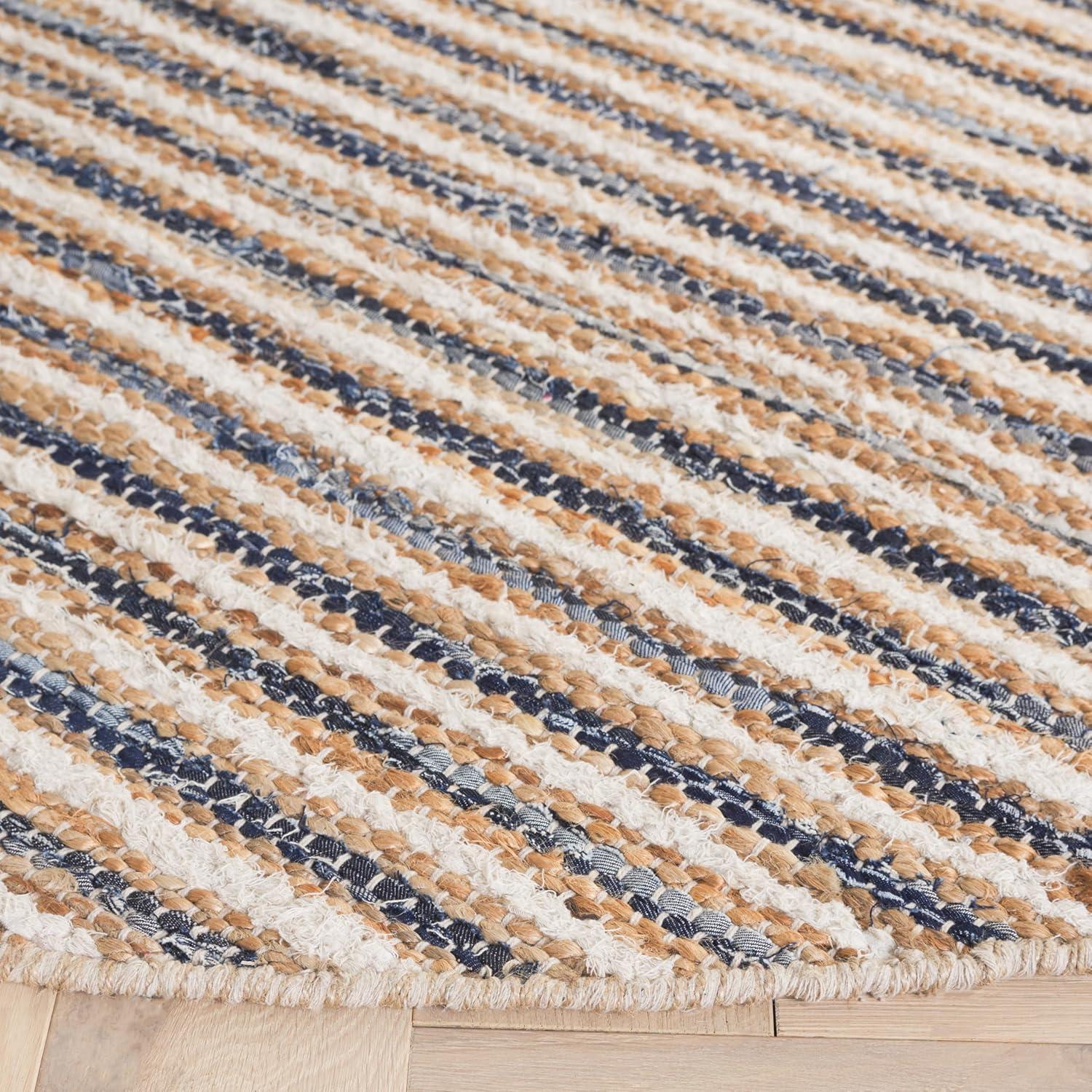 image:imageSAFAVIEH Area Rug 8x10 Cape Cod Collection Large Natural amp Green Geometric Design Ideal for Living Room Bedroom Office Dining Space CAP151YNaturalNavy