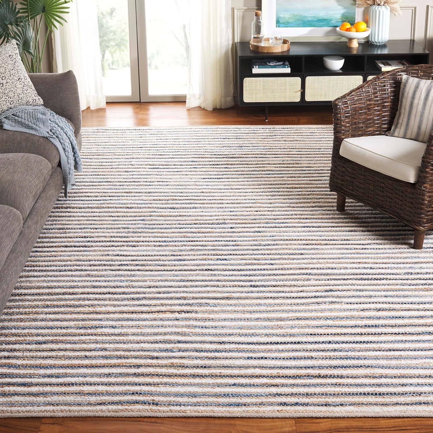image:imageSAFAVIEH Area Rug 8x10 Cape Cod Collection Large Natural amp Green Geometric Design Ideal for Living Room Bedroom Office Dining Space CAP151YNaturalBlue