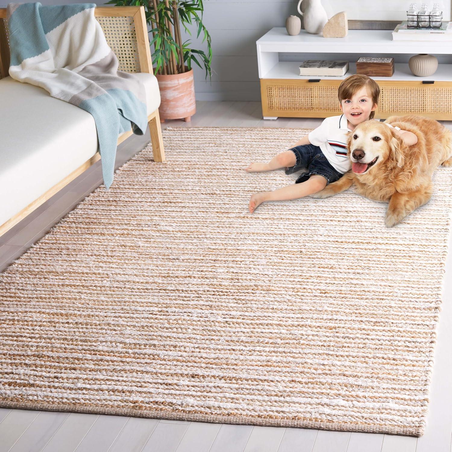 image:imageSAFAVIEH Area Rug 8x10 Cape Cod Collection Large Natural amp Green Geometric Design Ideal for Living Room Bedroom Office Dining Space CAP151YNaturalIvory