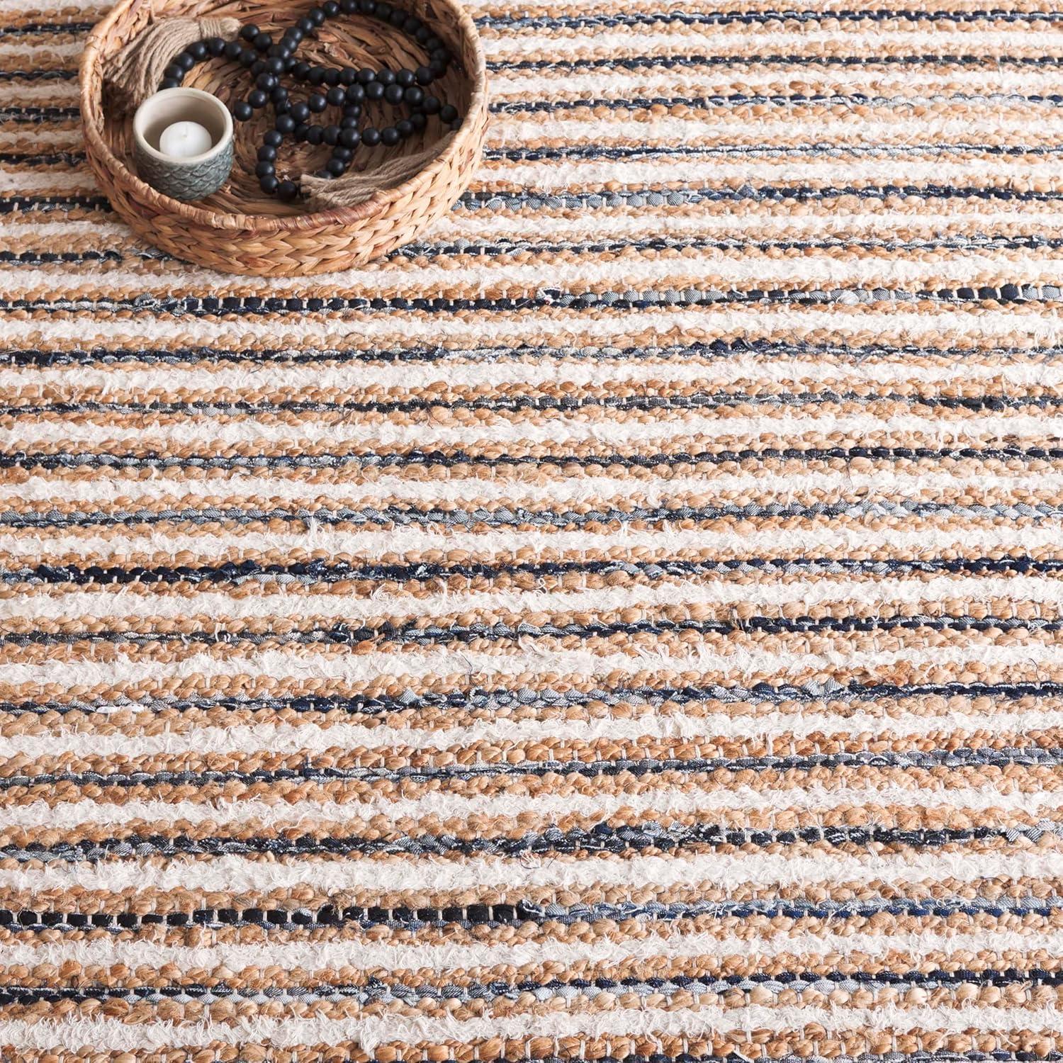 image:imageSAFAVIEH Area Rug 8x10 Cape Cod Collection Large Natural amp Green Geometric Design Ideal for Living Room Bedroom Office Dining Space CAP151YNaturalNavy