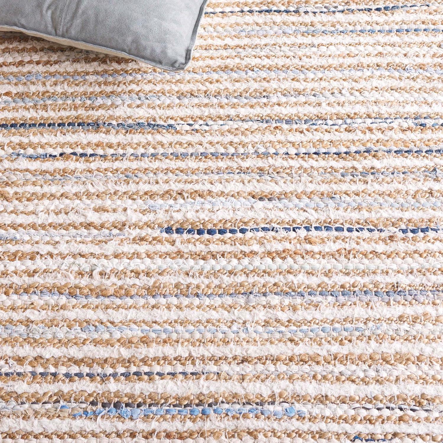 image:imageSAFAVIEH Area Rug 8x10 Cape Cod Collection Large Natural amp Green Geometric Design Ideal for Living Room Bedroom Office Dining Space CAP151YNaturalLight Blue