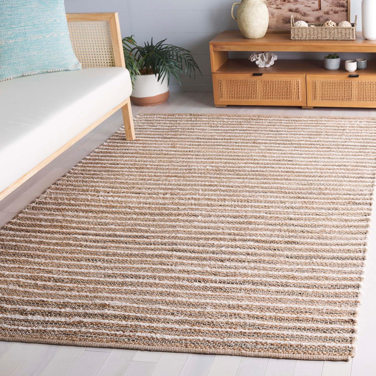 image:imageSAFAVIEH Area Rug 8x10 Cape Cod Collection Large Natural amp Green Geometric Design Ideal for Living Room Bedroom Office Dining Space CAP151YNaturalGreen