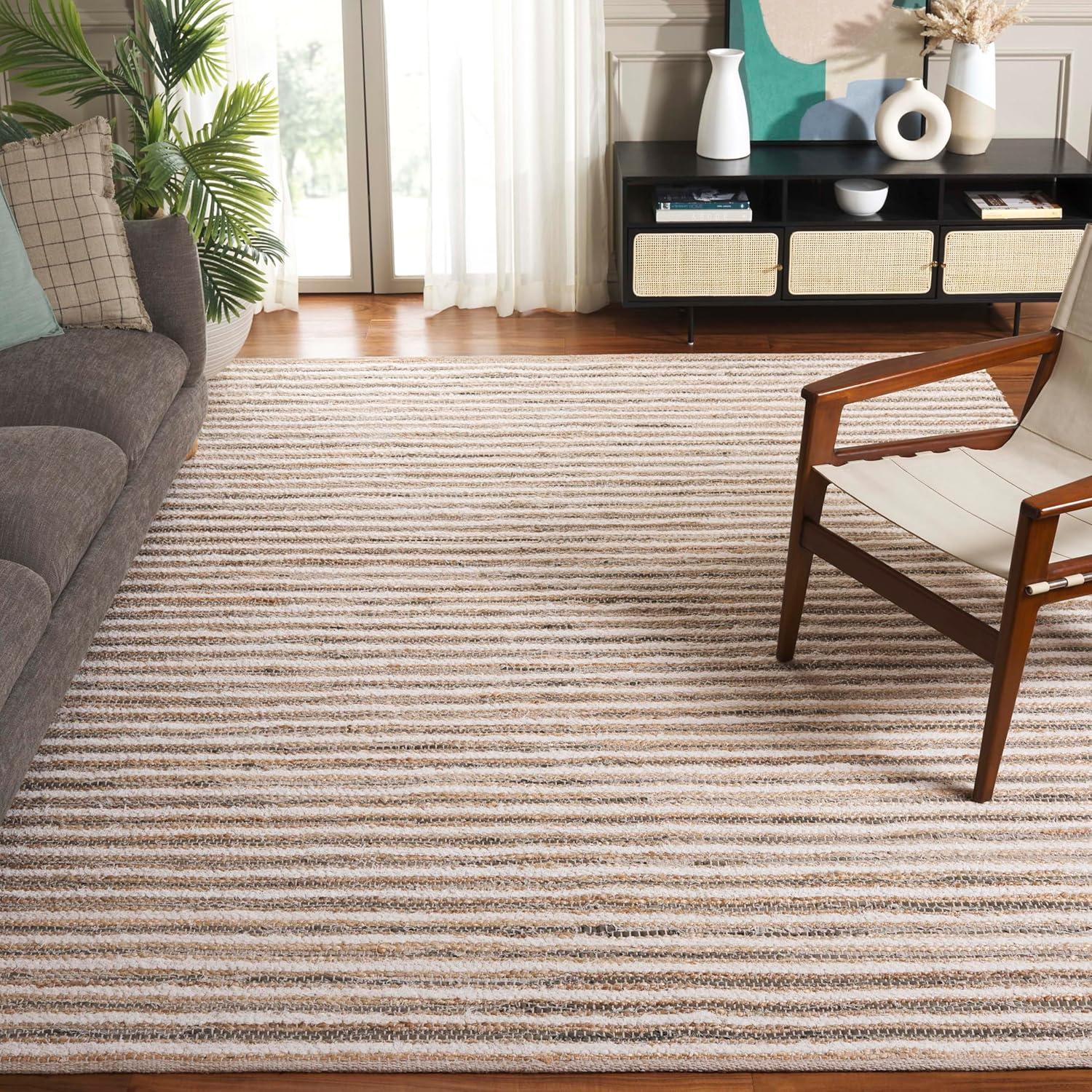 image:imageSAFAVIEH Area Rug 8x10 Cape Cod Collection Large Natural amp Green Geometric Design Ideal for Living Room Bedroom Office Dining Space CAP151YNaturalGreen