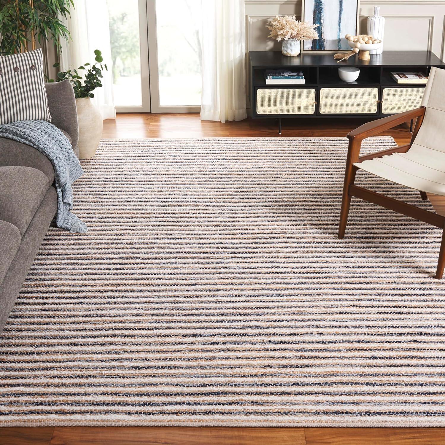 image:imageSAFAVIEH Area Rug 8x10 Cape Cod Collection Large Natural amp Green Geometric Design Ideal for Living Room Bedroom Office Dining Space CAP151YNaturalNavy