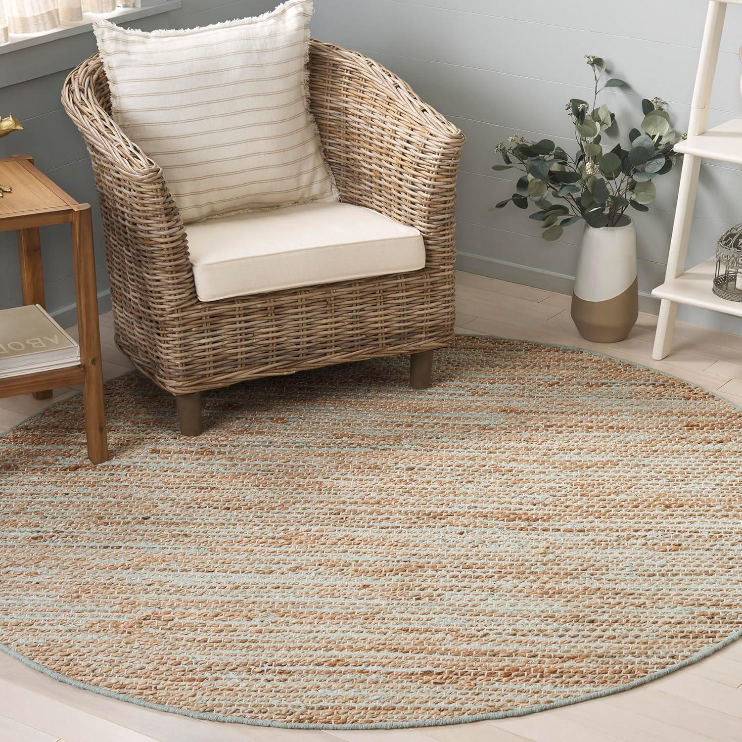 image:imageSAFAVIEH Area Rug 8x10 Cape Cod Collection Large Pink amp Natural Handmade Jute amp Cotton Ideal for Living Room Bedroom Dining Space CAP236UTurquoiseNatural