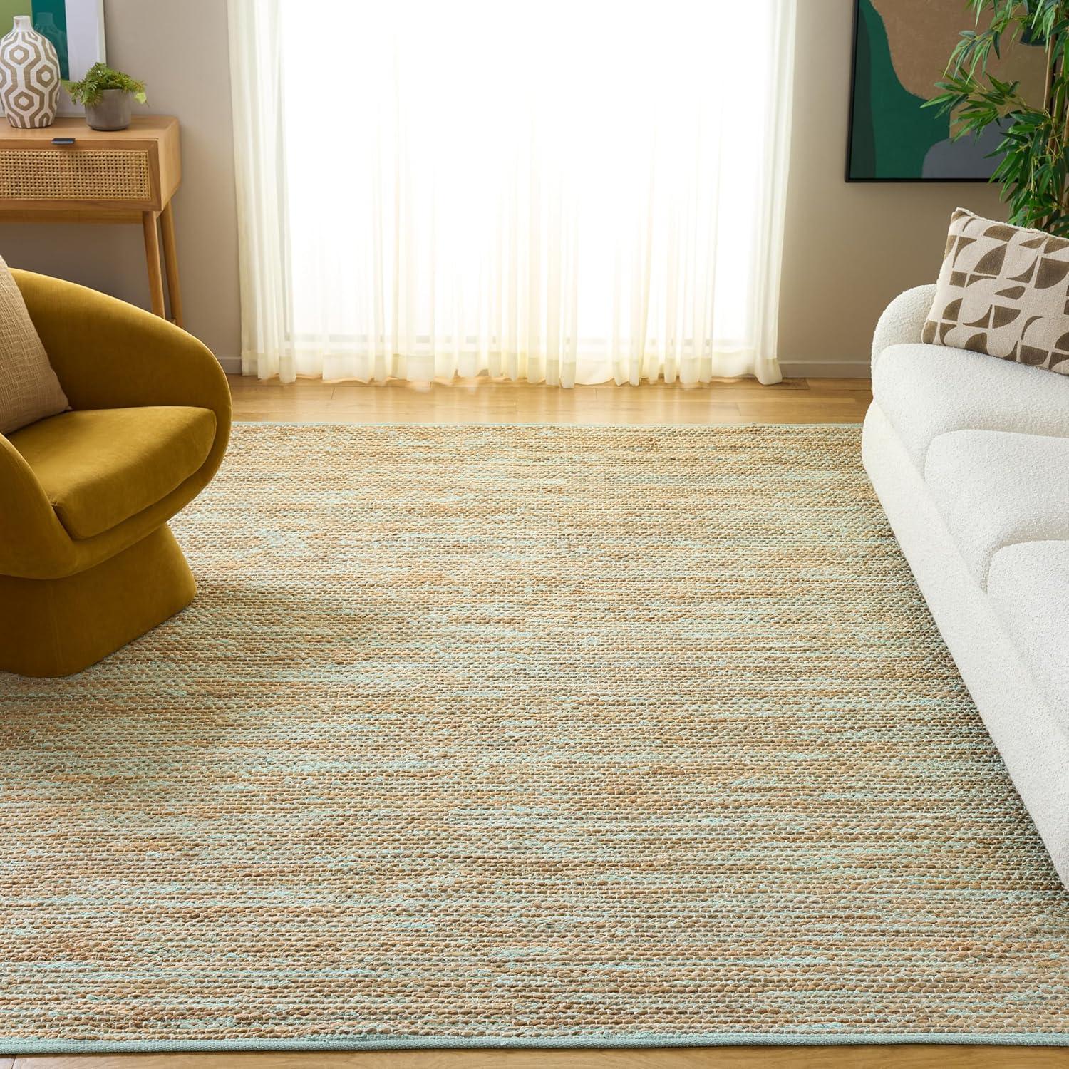image:imageSAFAVIEH Area Rug 8x10 Cape Cod Collection Large Pink amp Natural Handmade Jute amp Cotton Ideal for Living Room Bedroom Dining Space CAP236UTurquoiseNatural